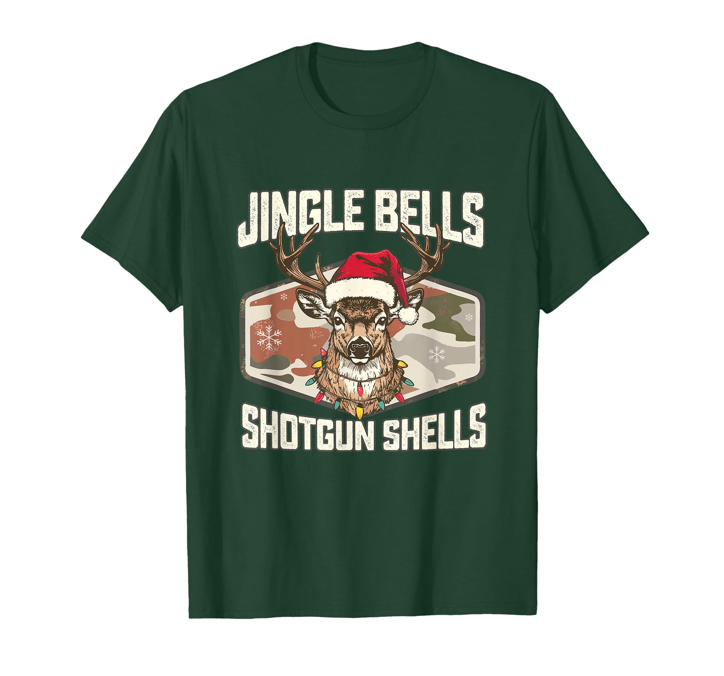 Jingle Bells Shotgun Shells Vintage Deer Hunting Christmas T-Shirt