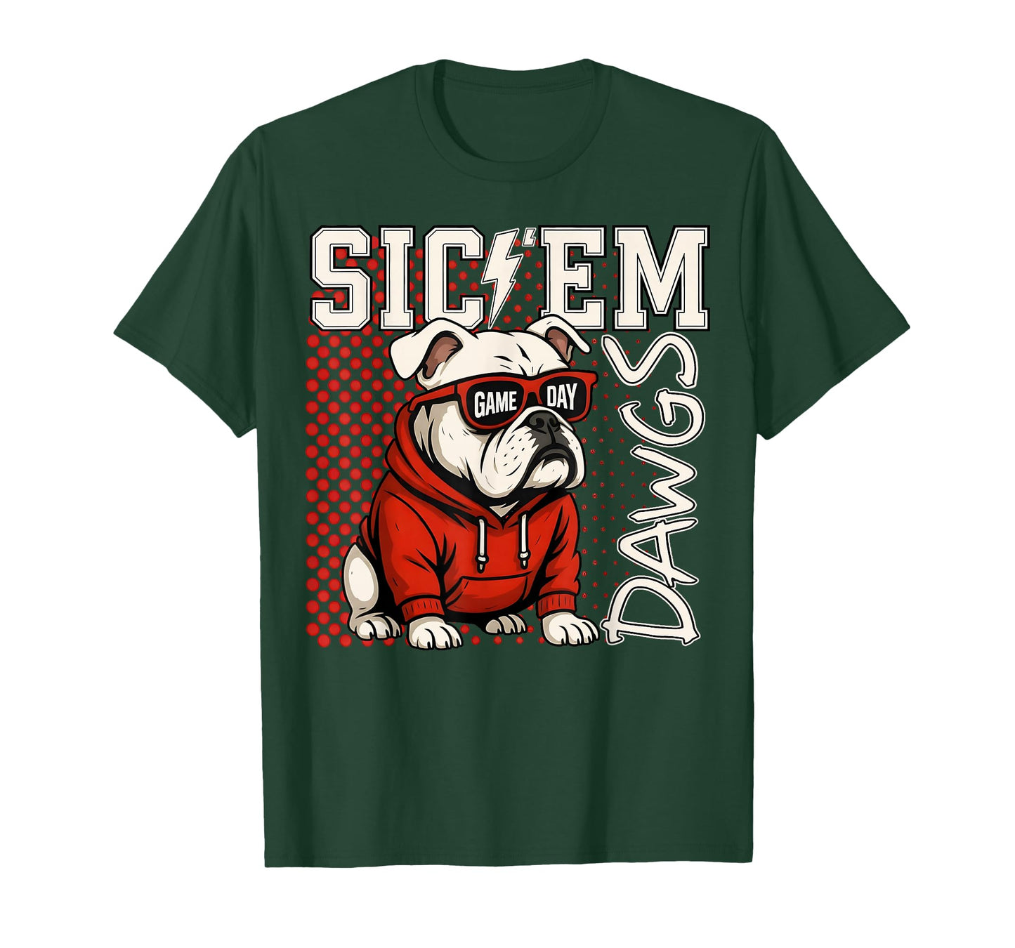 Sic Em Dawgs Funny Bulldog Name Game Day Gift Men Women Kids T-Shirt