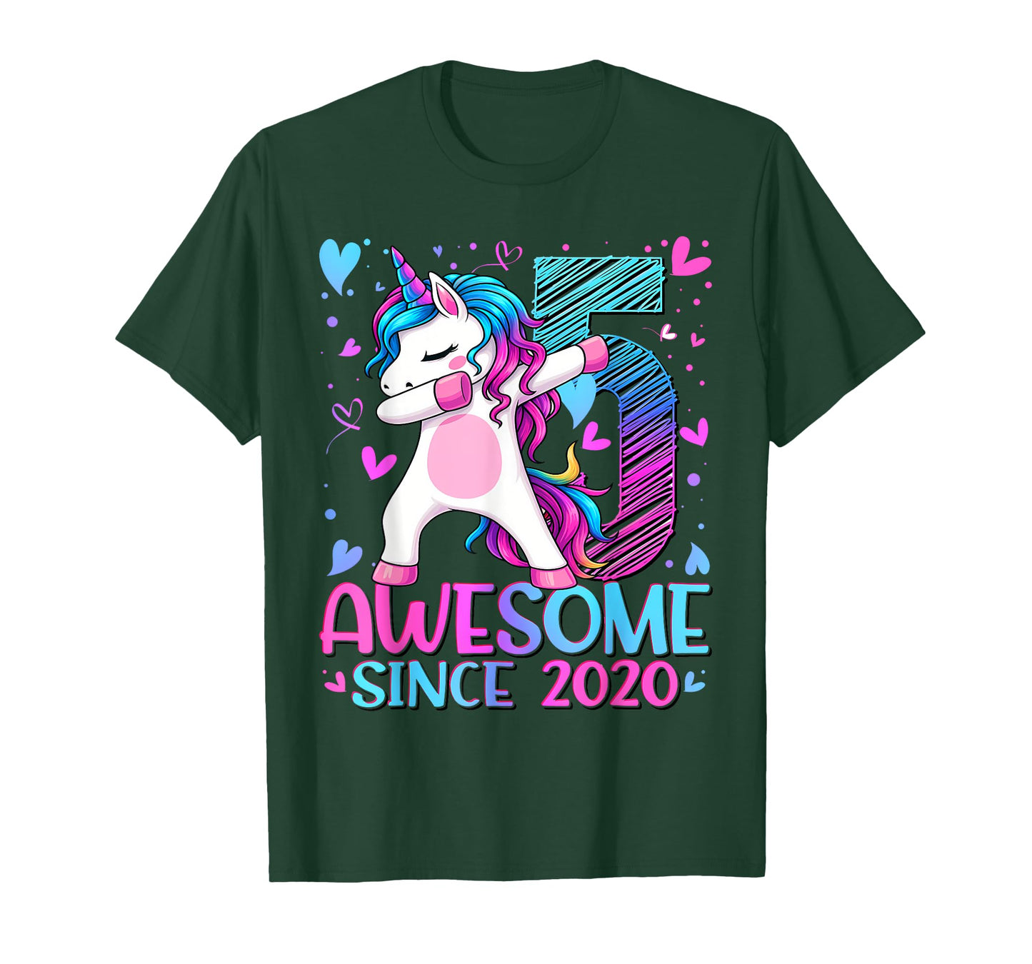 5th Birthday Girl Funny Unicorn 5 Years Old for Bday Kid T-Shirt