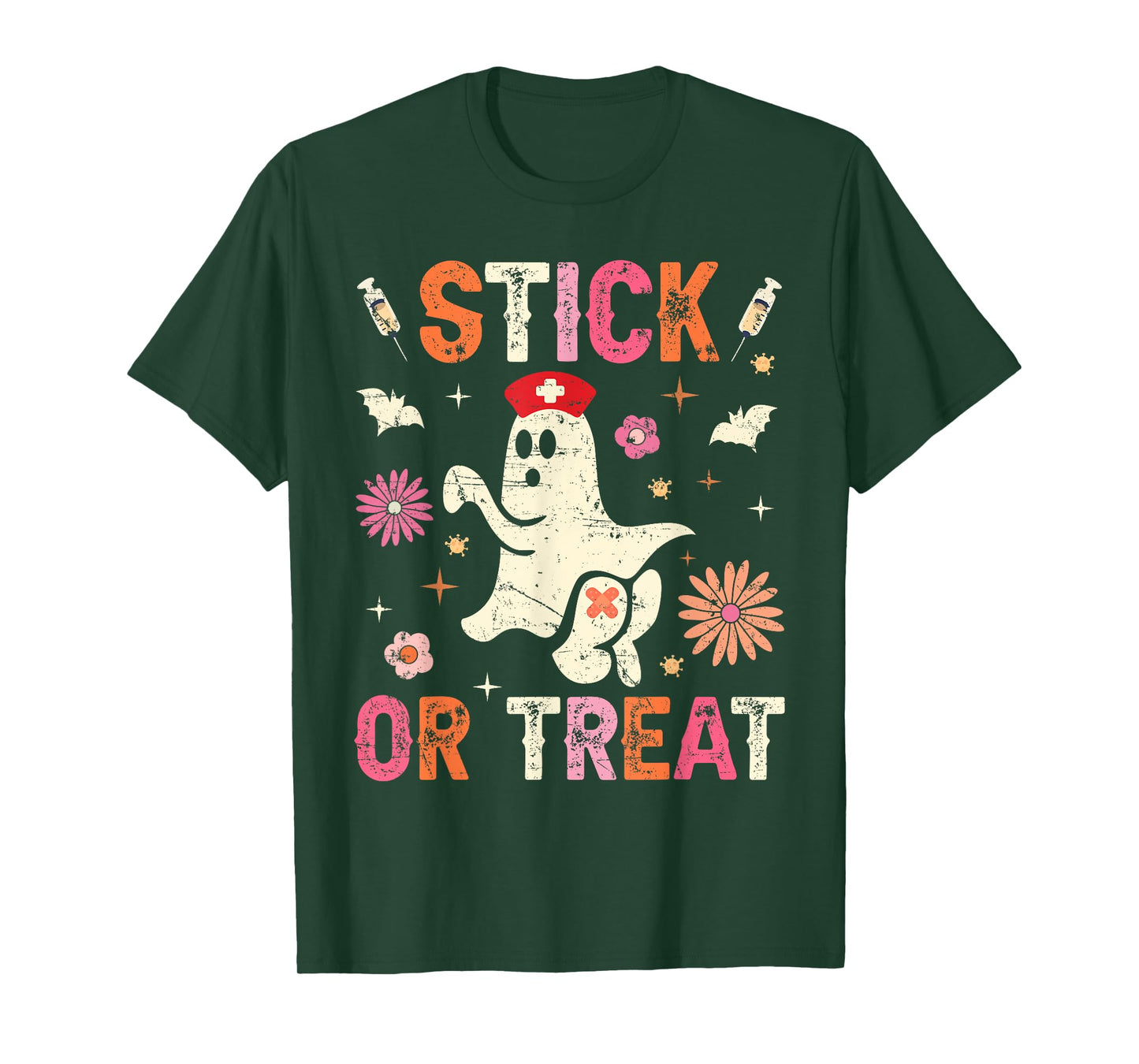 Stick Or Treat Halloween Ghost Nurse Halloween Phlebotomy T-Shirt