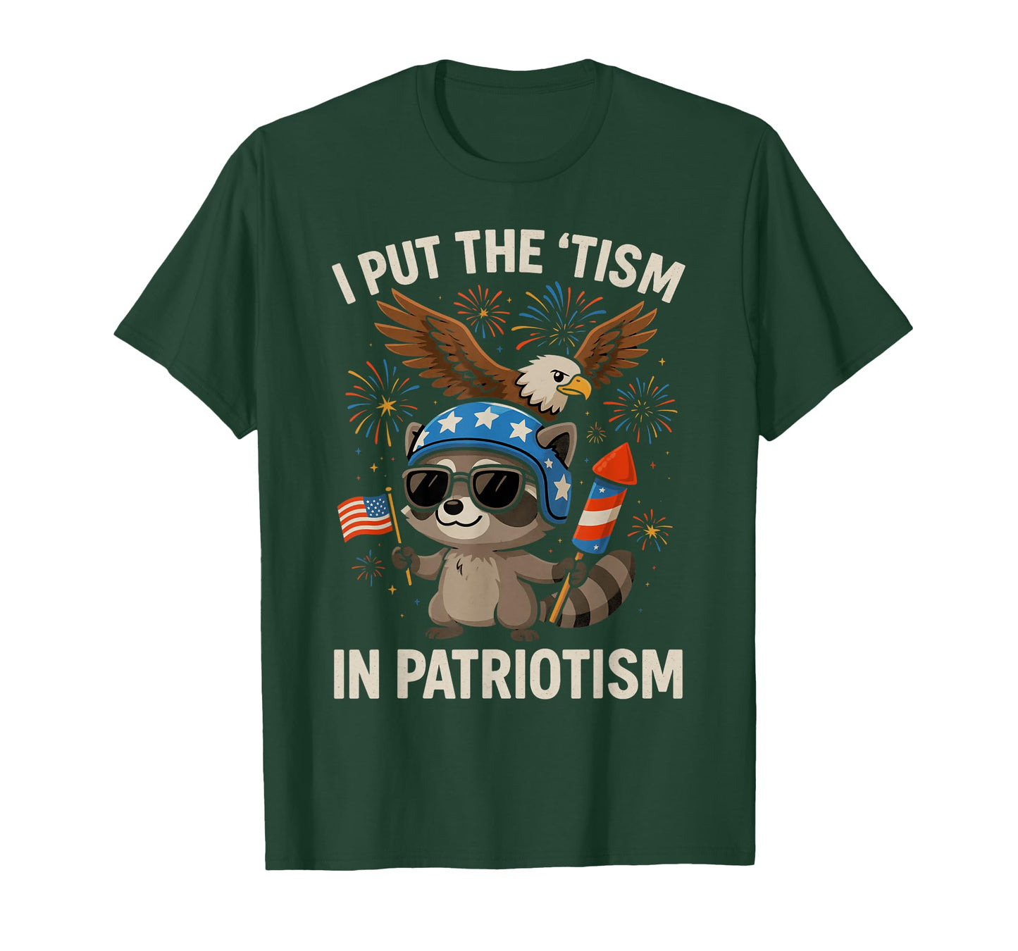 I Put The Tism in Patriotism Athletic Eagle T-Shirt