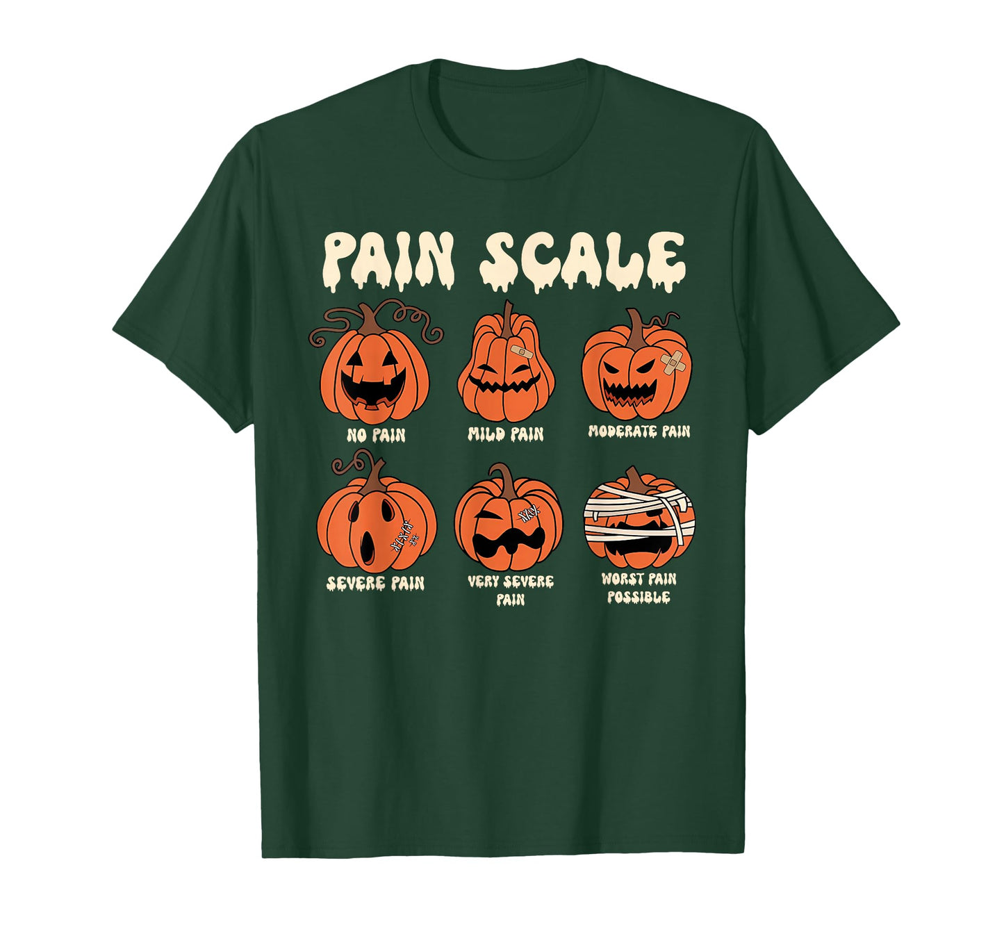 Pain Scale Spooky Pumpkin Fall Halloween Trauma Nurse Triage T-Shirt