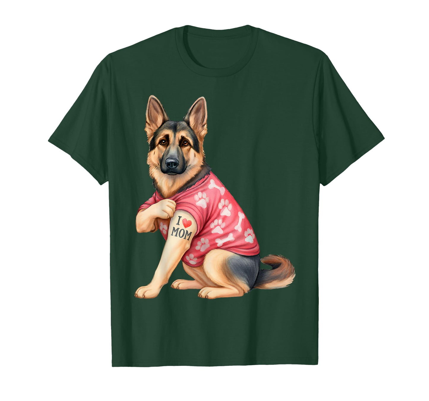 I Love Mom Tattoo Funny German Shepherd Dog Lover Gifts T-Shirt
