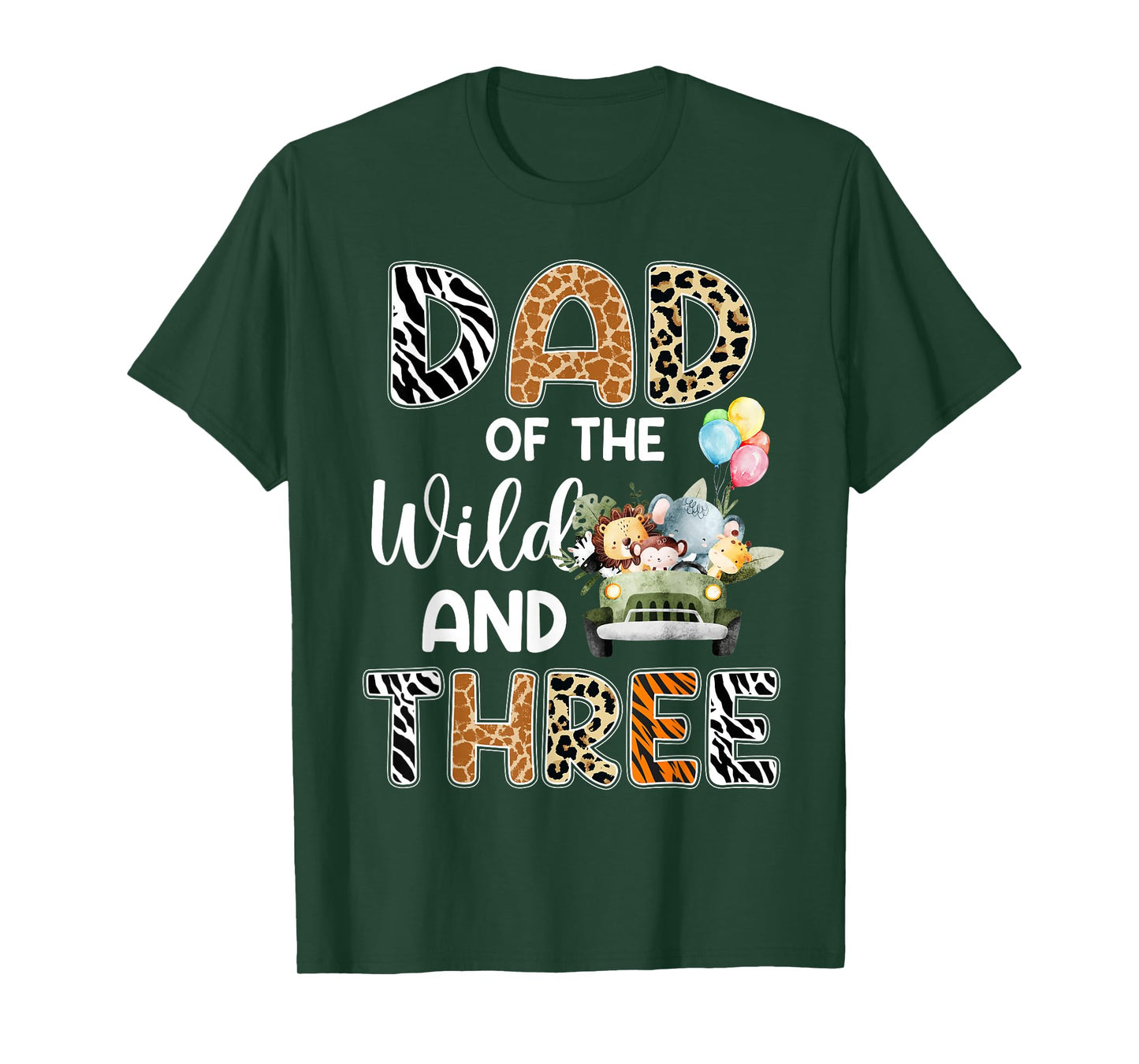 Dad Of The Wild and Three 3 Birthday Zoo Theme Safari Jungle T-Shirt