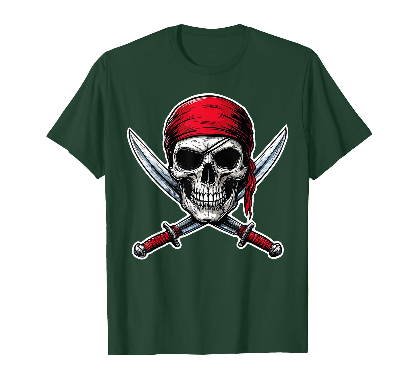 Pirate Flag Skull and Crossbones Skeleton Costume Halloween T-Shirt