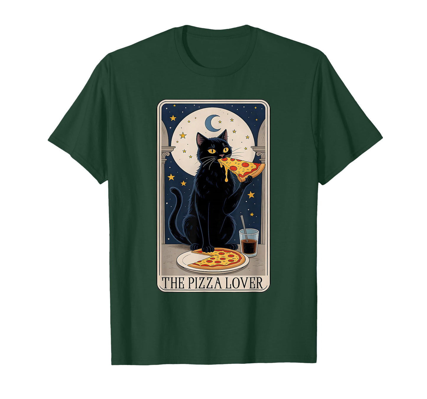 Pizza Lover Cat Tarot Card Funny cat Eating Pizza Art T-Shirt