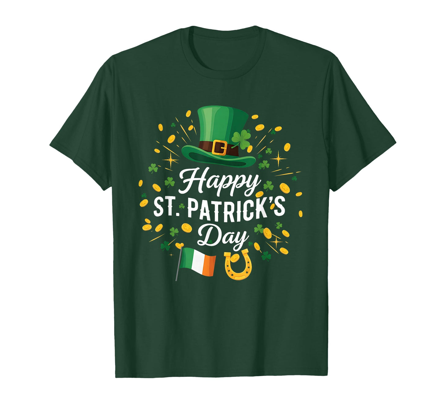 Happy St Patricks Day Leprechaun Hat Shamrock Irish Lucky T-Shirt