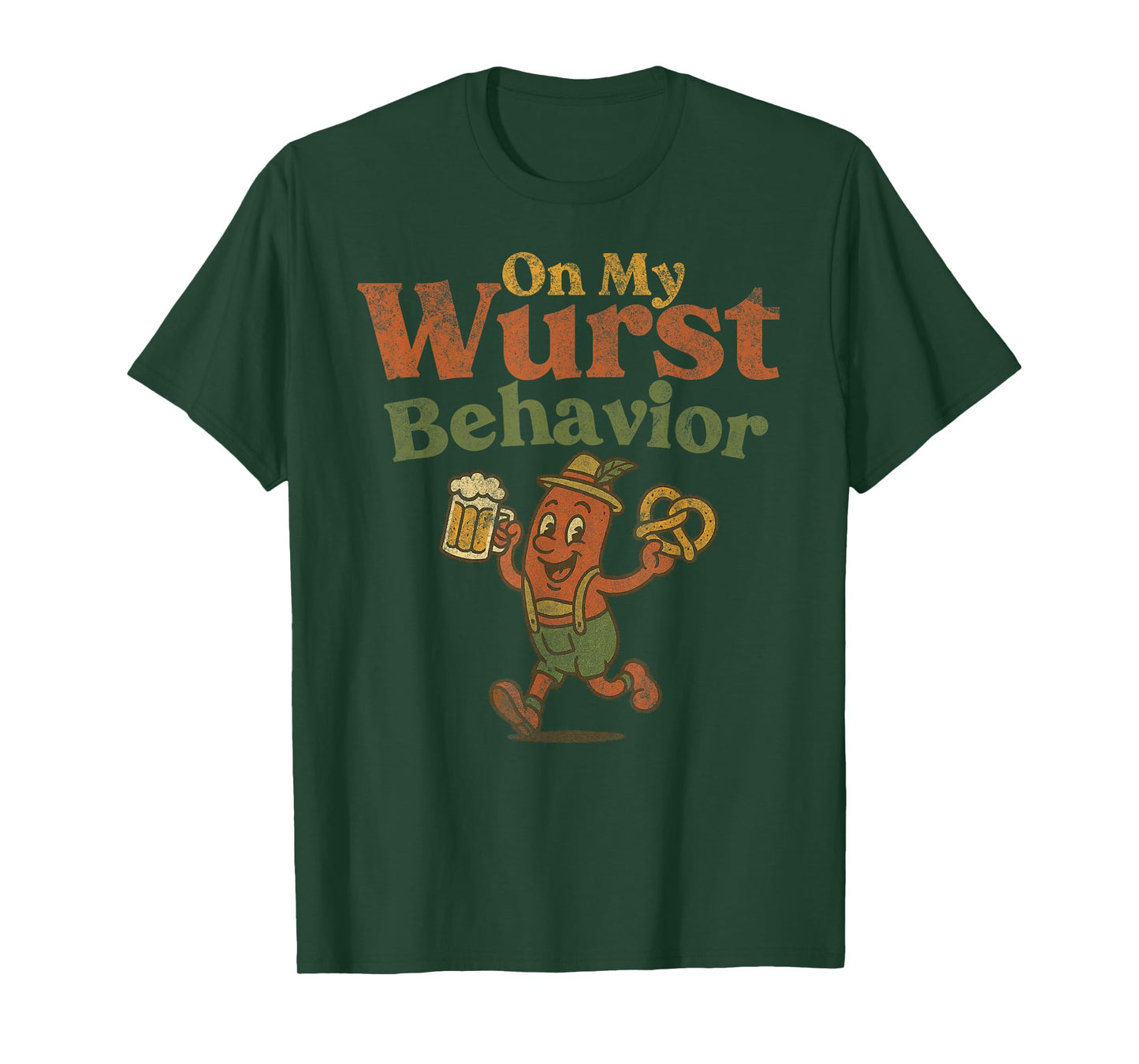 ON My Wurst Behavior Funny Vintage German Oktoberfest Tee T-Shirt