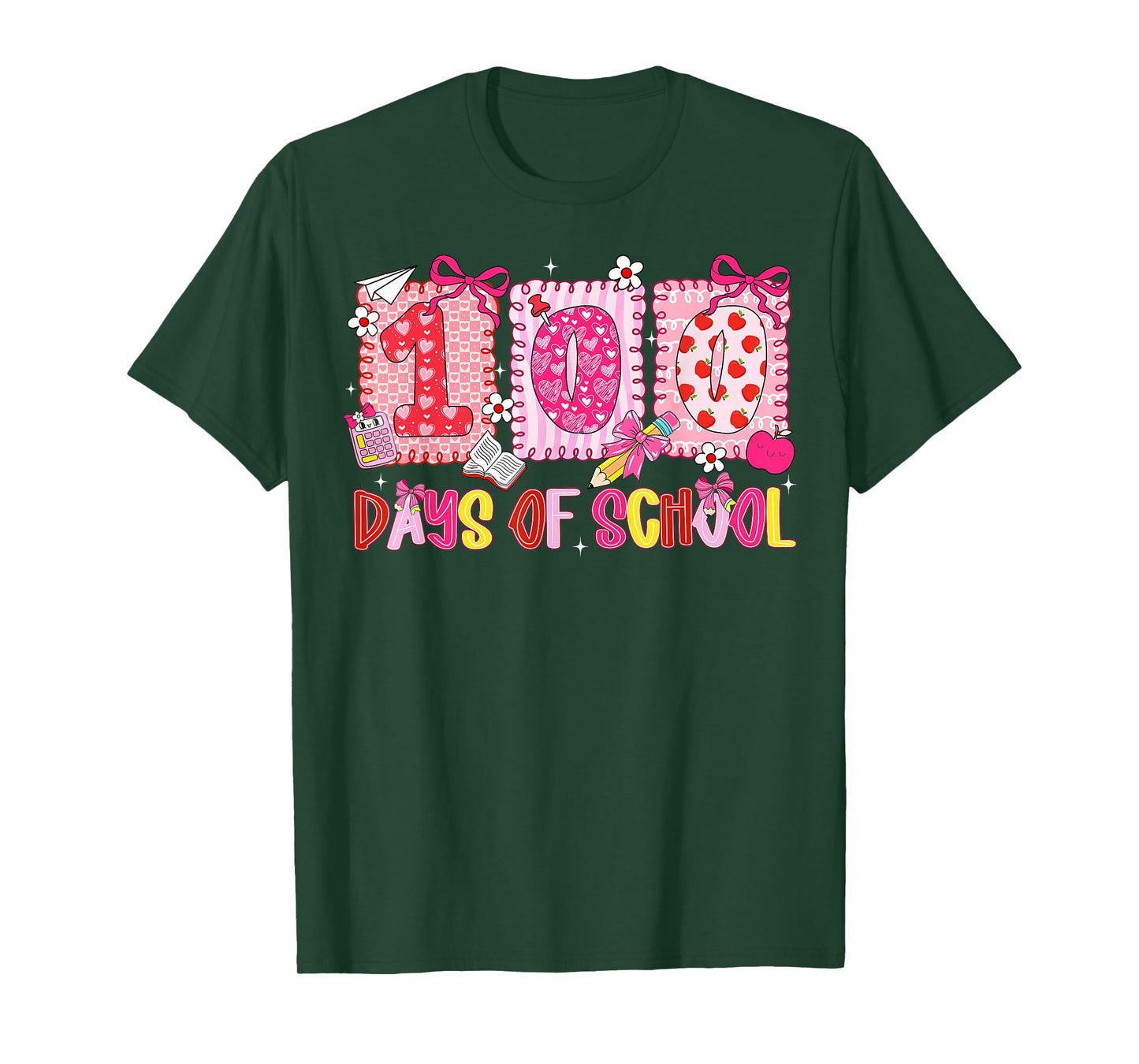 Preppy 100 Days of School 100th Day Coquette Bow Teacher Kid T-Shirt
