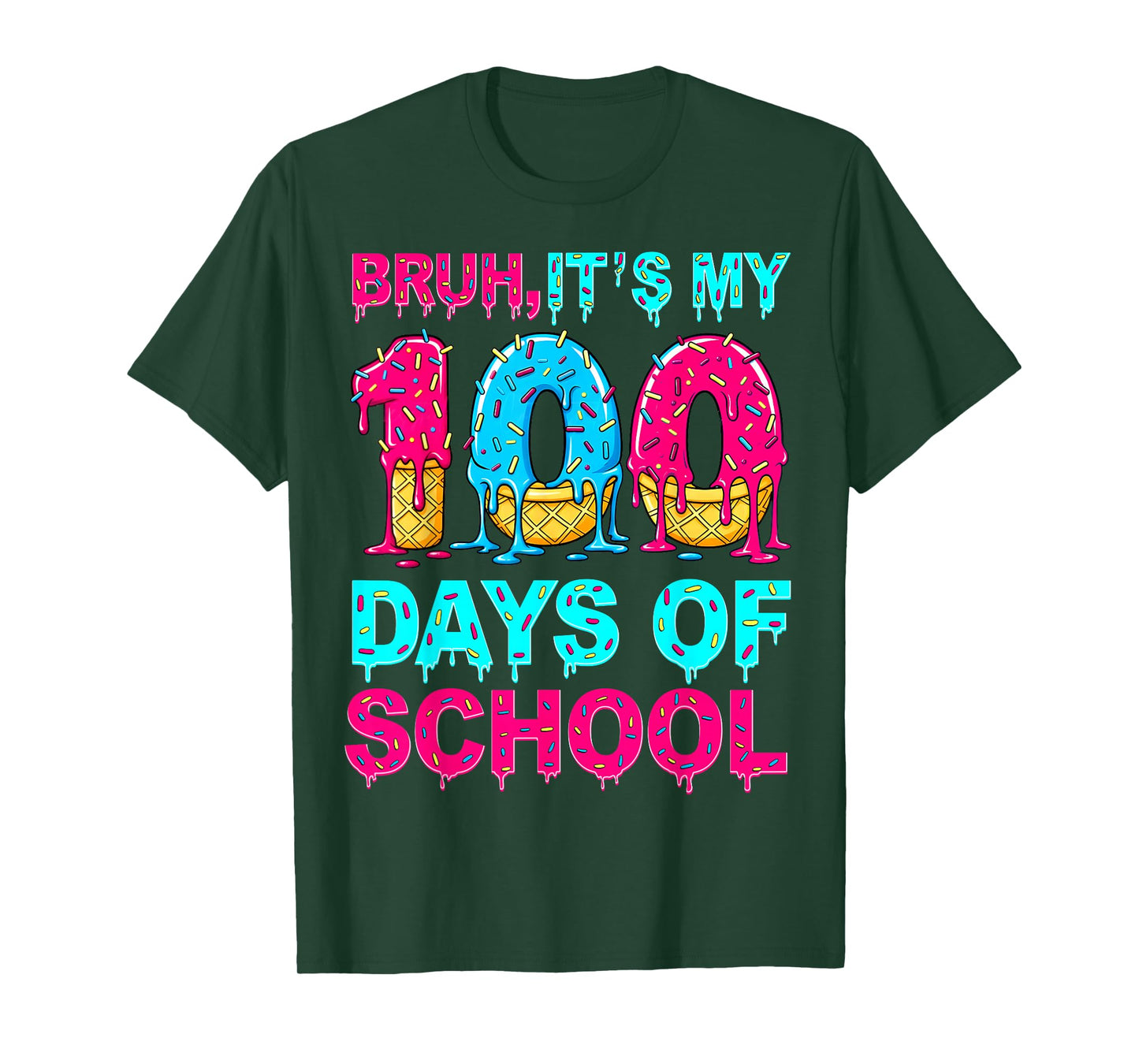 Bruh Its My 100 Days of School Drip Ice Cream 100th Day Kids T-Shirt