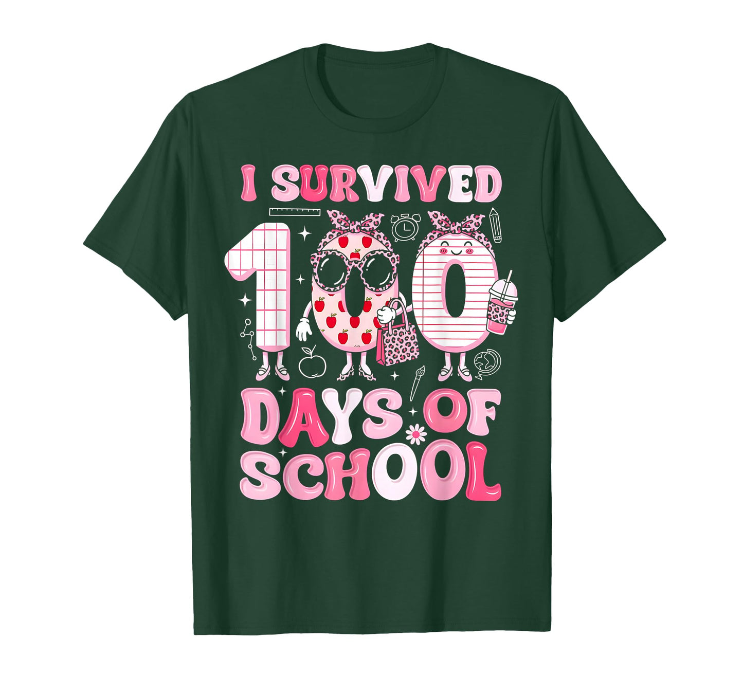 100 Days of School Girls Coquette Bow 100th Day of School T-Shirt