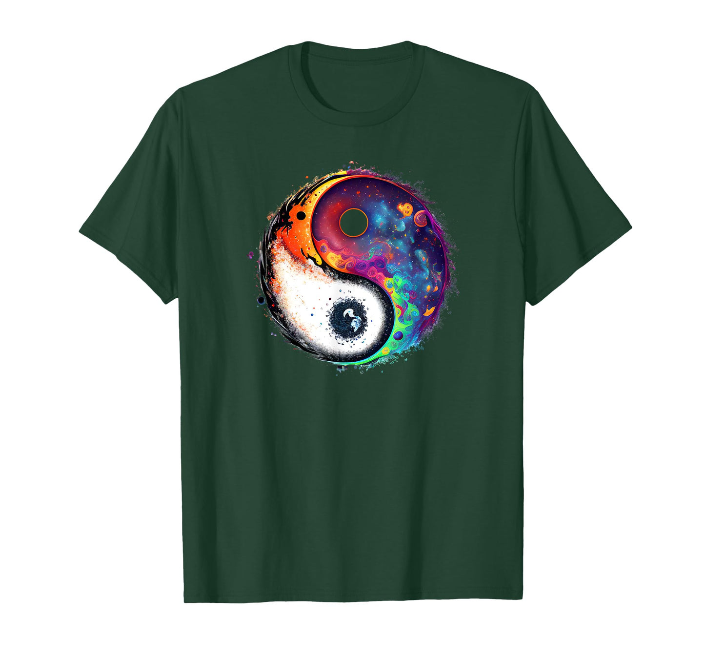 Yin Yang Feng Shui Ying Yang Zen Taijitu Colorful Galaxy T-Shirt