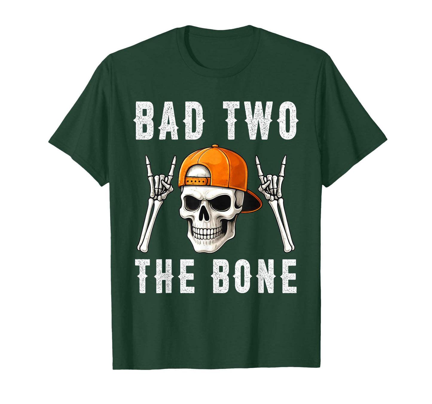 Bad Two The Bone Skull with Cap Halloween 2nd Birthday Boy T-Shirt