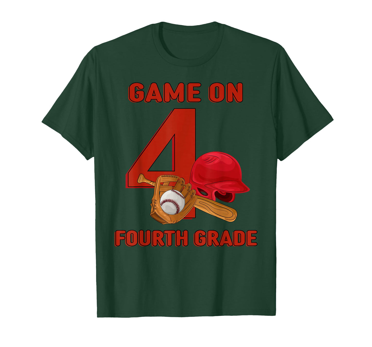 Game On 4th Grade Baseball Kids Boys Back To School Baseball T-Shirt