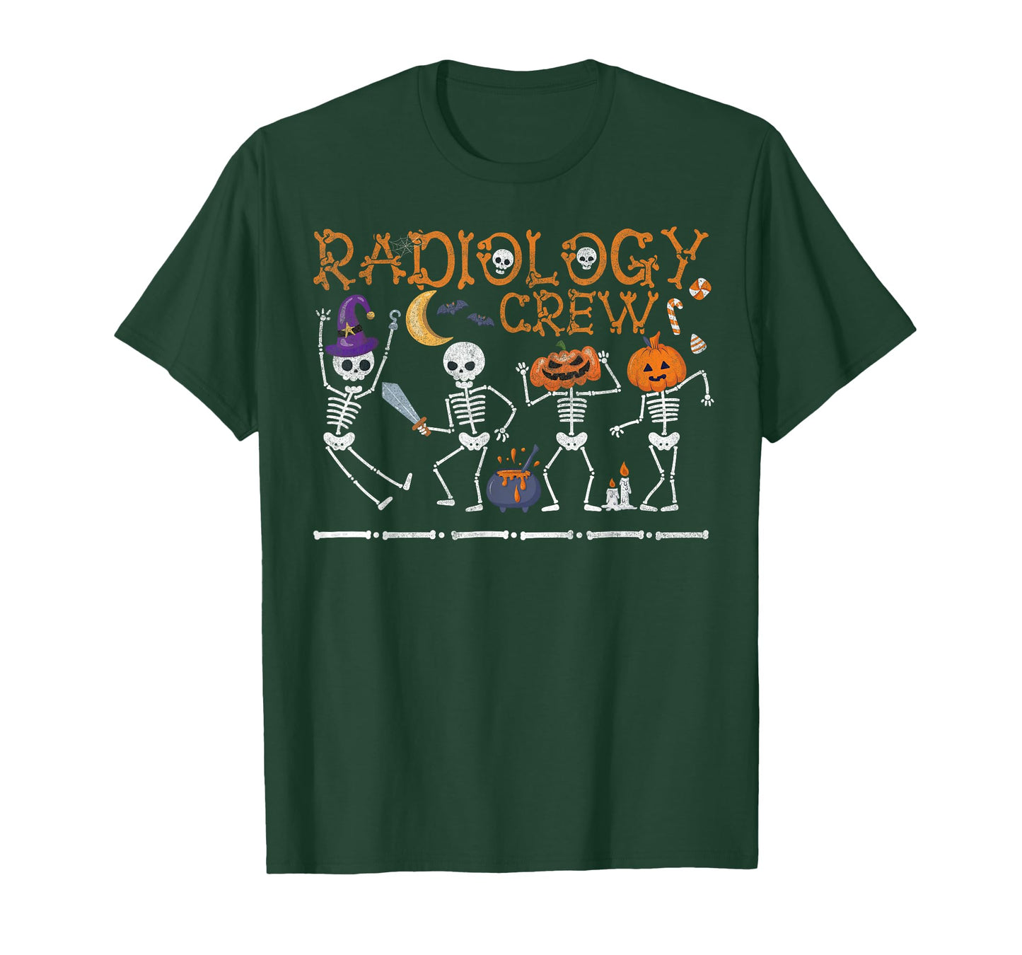 Radiology Crew Dancing Skeleton Funny Halloween Party T-Shirt