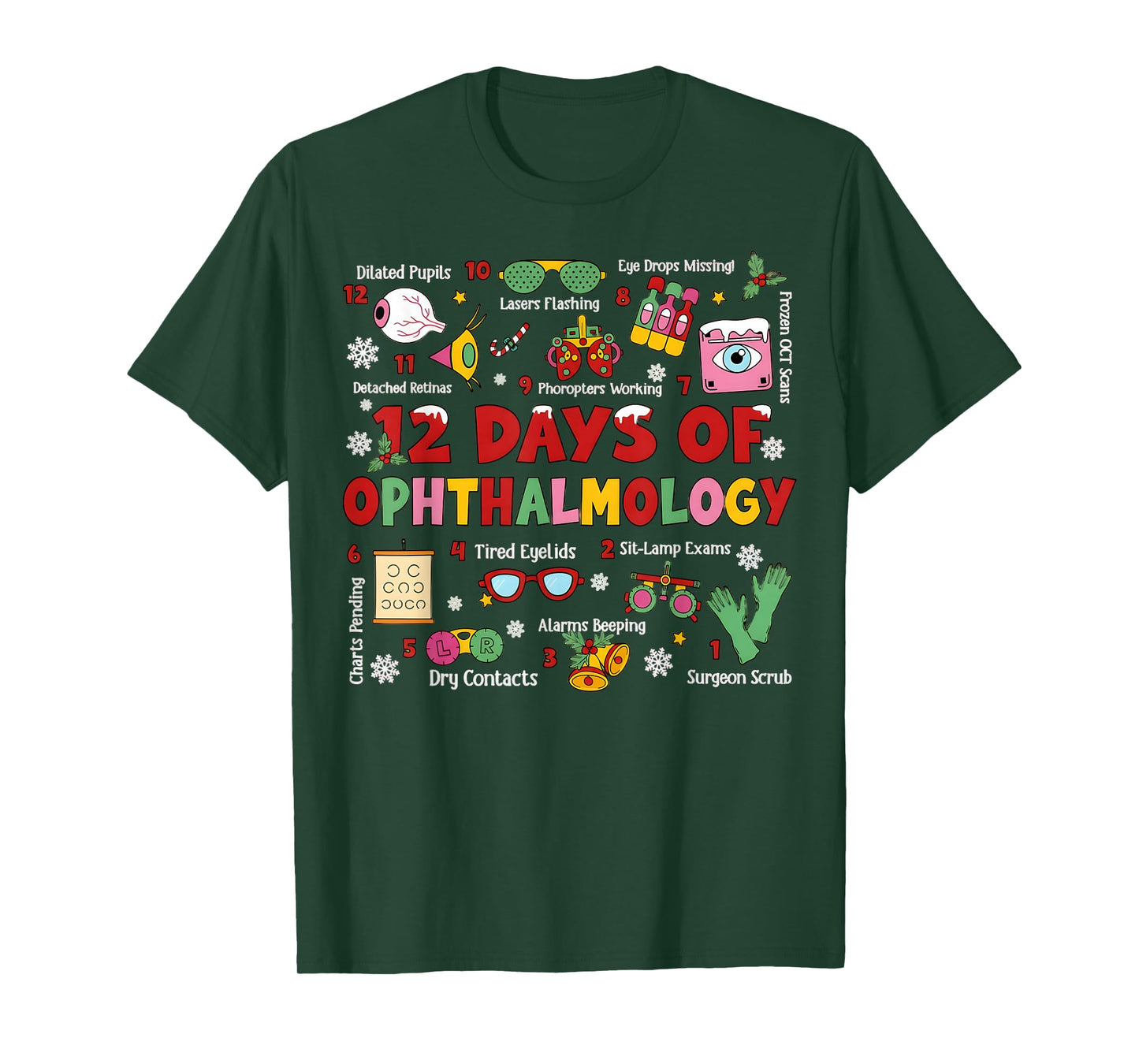 12 Days of Ophthalmology Christmas Ophthalmologist Optometry T-Shirt