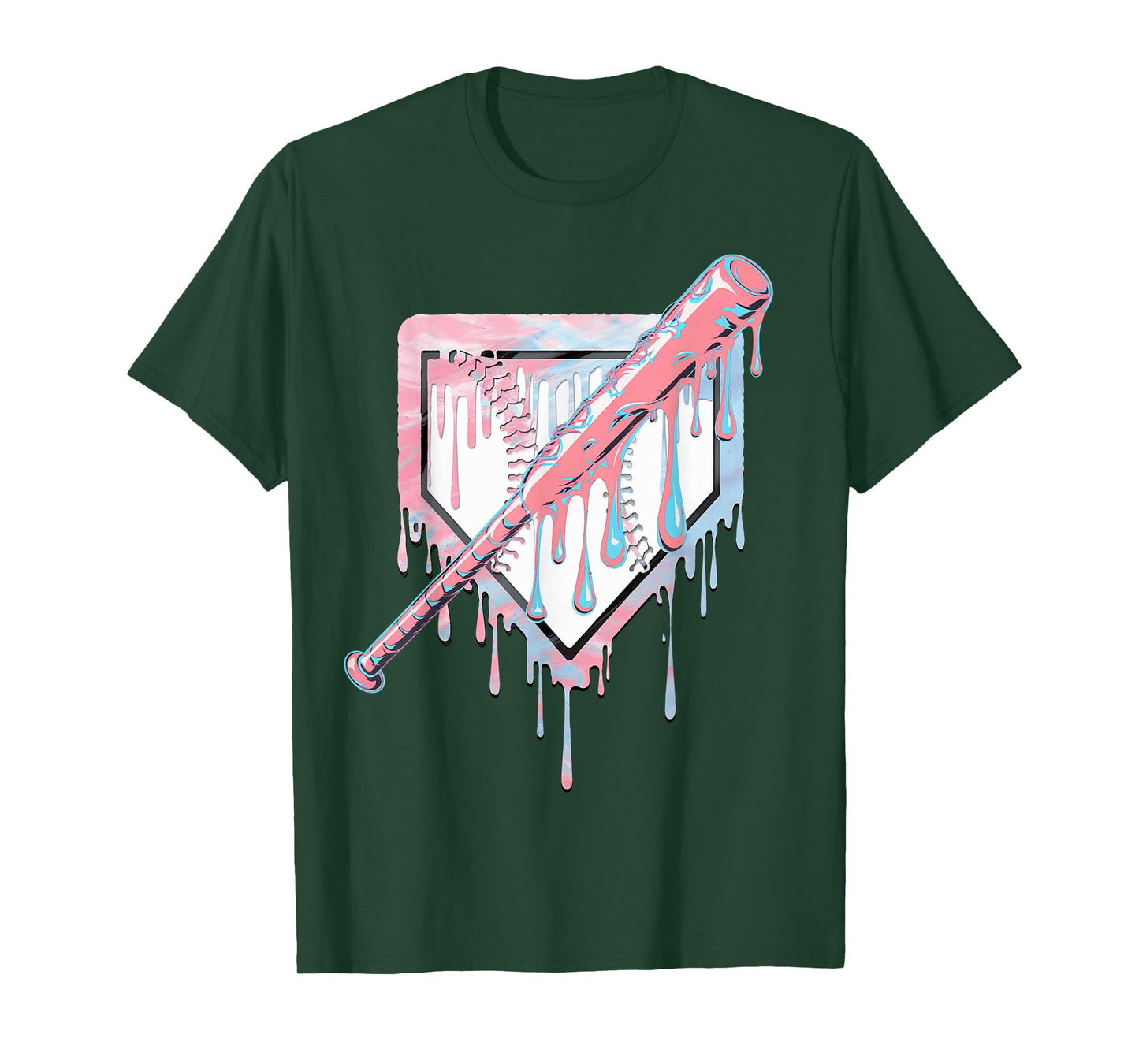 Baseball Ice Cream Dripping Baseball Home Plate Drip T-Shirt