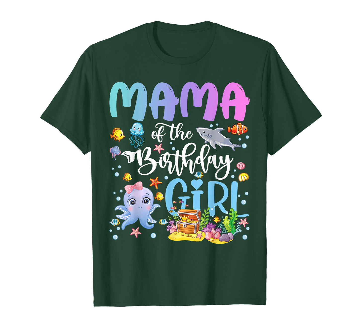 Mama of The Birthday Girl Sea Fish Ocean Aquarium T-Shirt