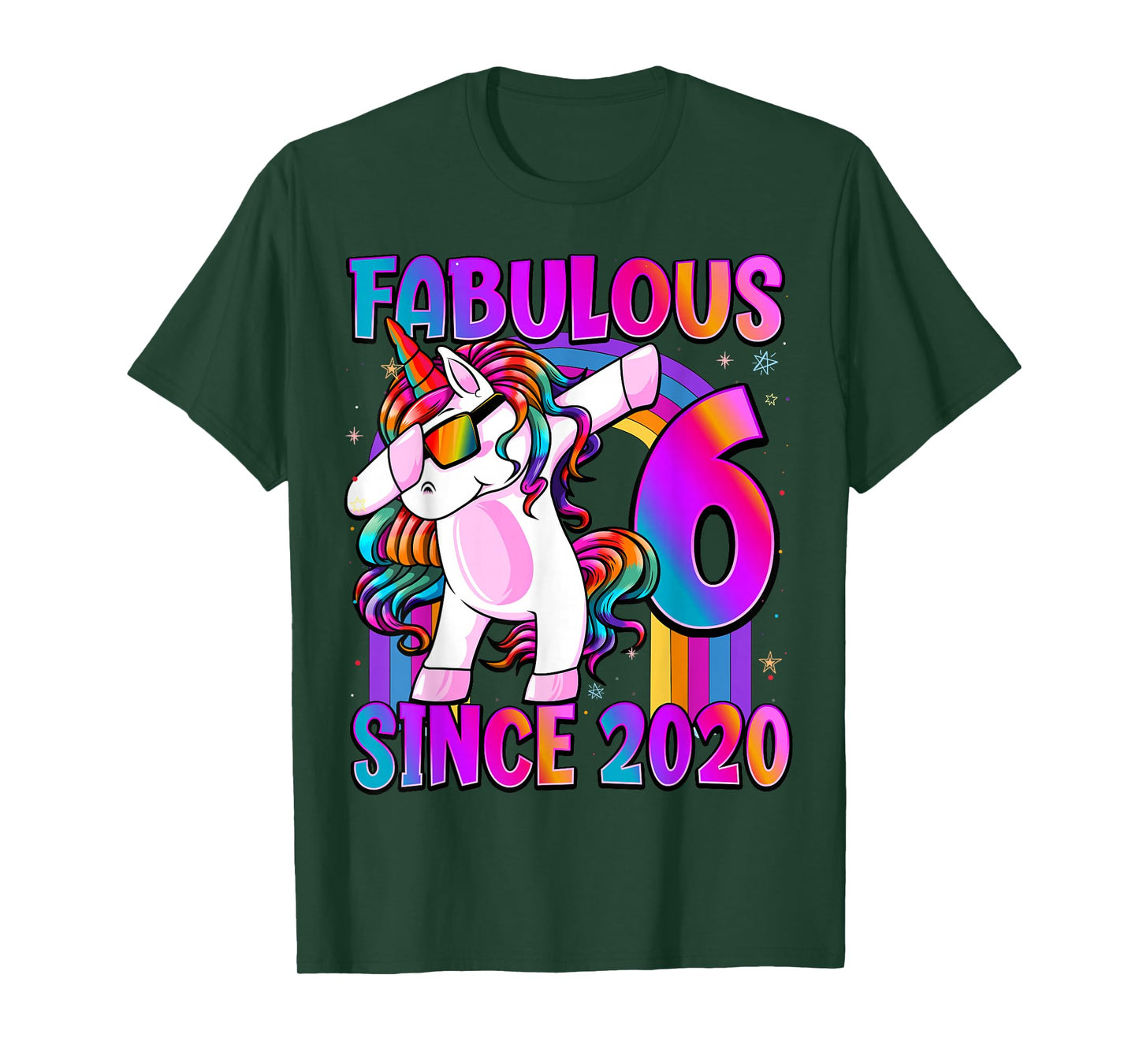 6 Year Old Girl Awesome Since 2020 Unicorn 6th Birthday T-Shirt