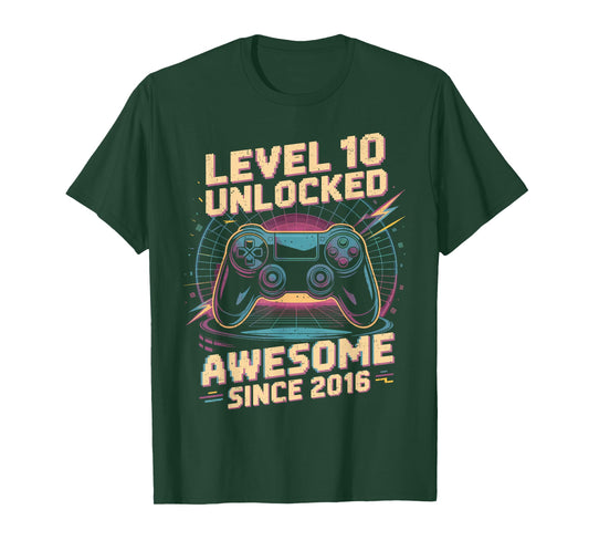 10 Year Old Boy Level 10 Gamer 2016 10th Birthday Party Gift T-Shirt