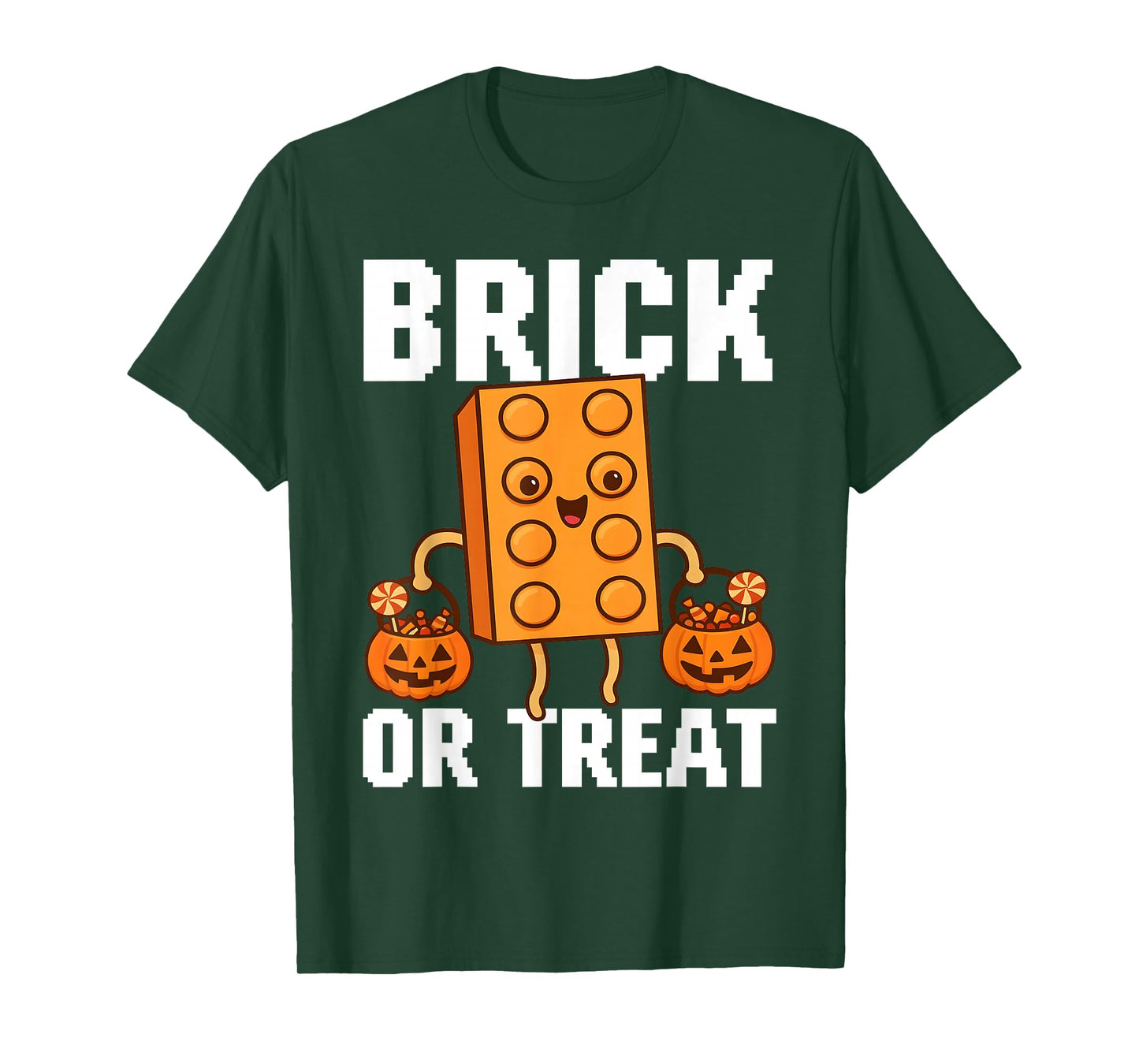 Brick Or Treat Halloween Master Builder Blocks Building Kids T-Shirt