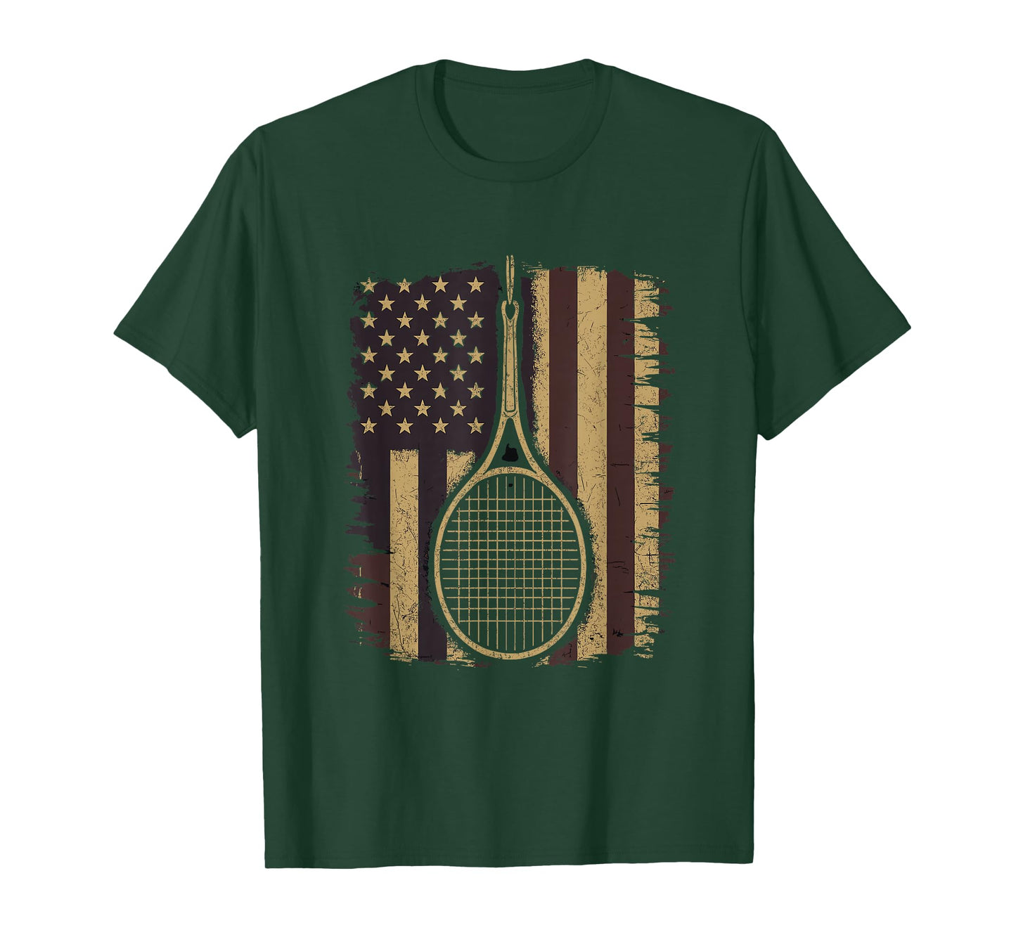 Tennis Racket USA Flag Vintage Patriotic Tee Boys Girls T-Shirt