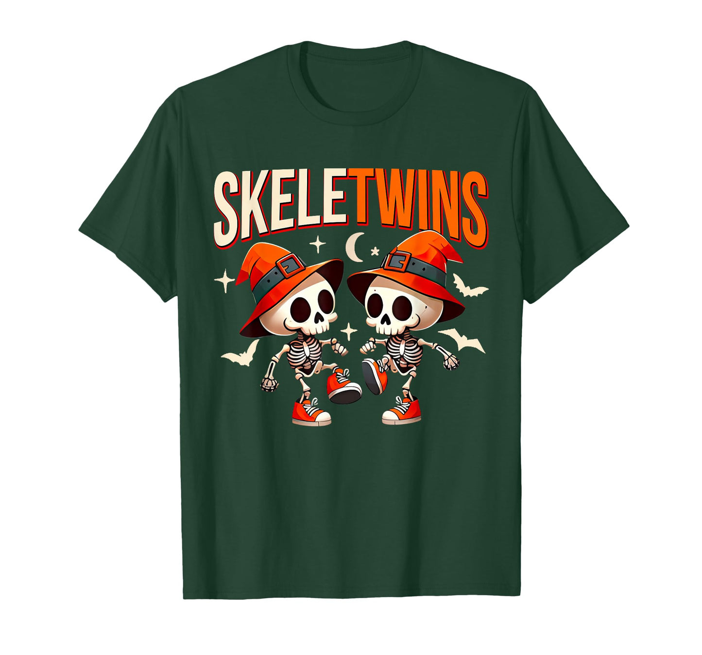 Twins Halloween Matching Skeletwins Funny Dancing Skeletons T-Shirt