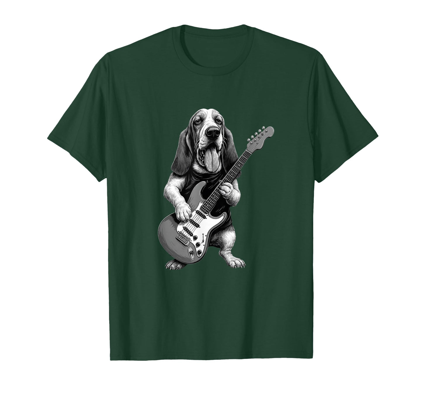 Basset Hound Playing Guitar Funny Basset Hound Dog Lover T-Shirt