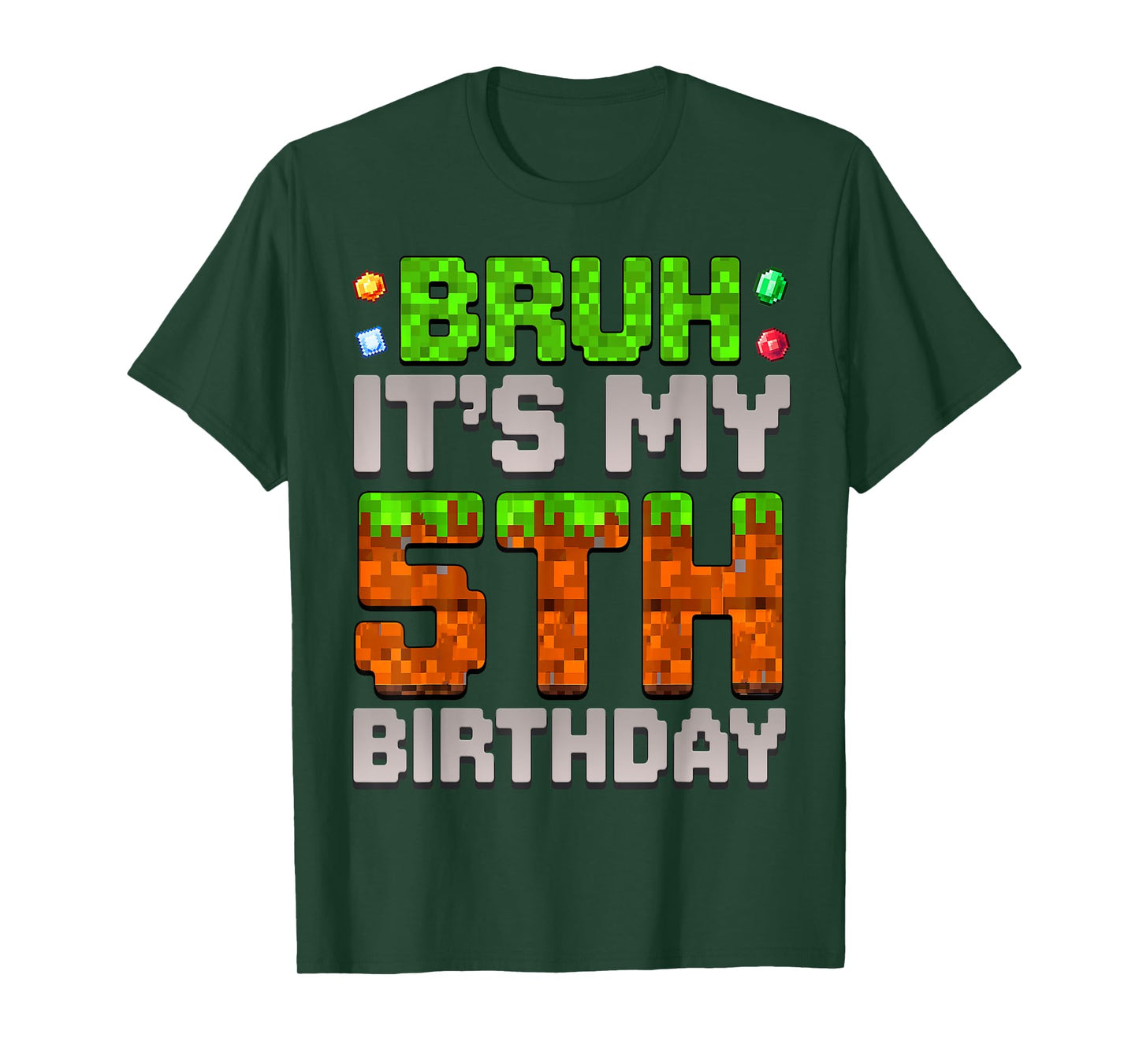 Funny Birthday Boy Bruh It's My 5th Birthday Gamer Pixel T-Shirt