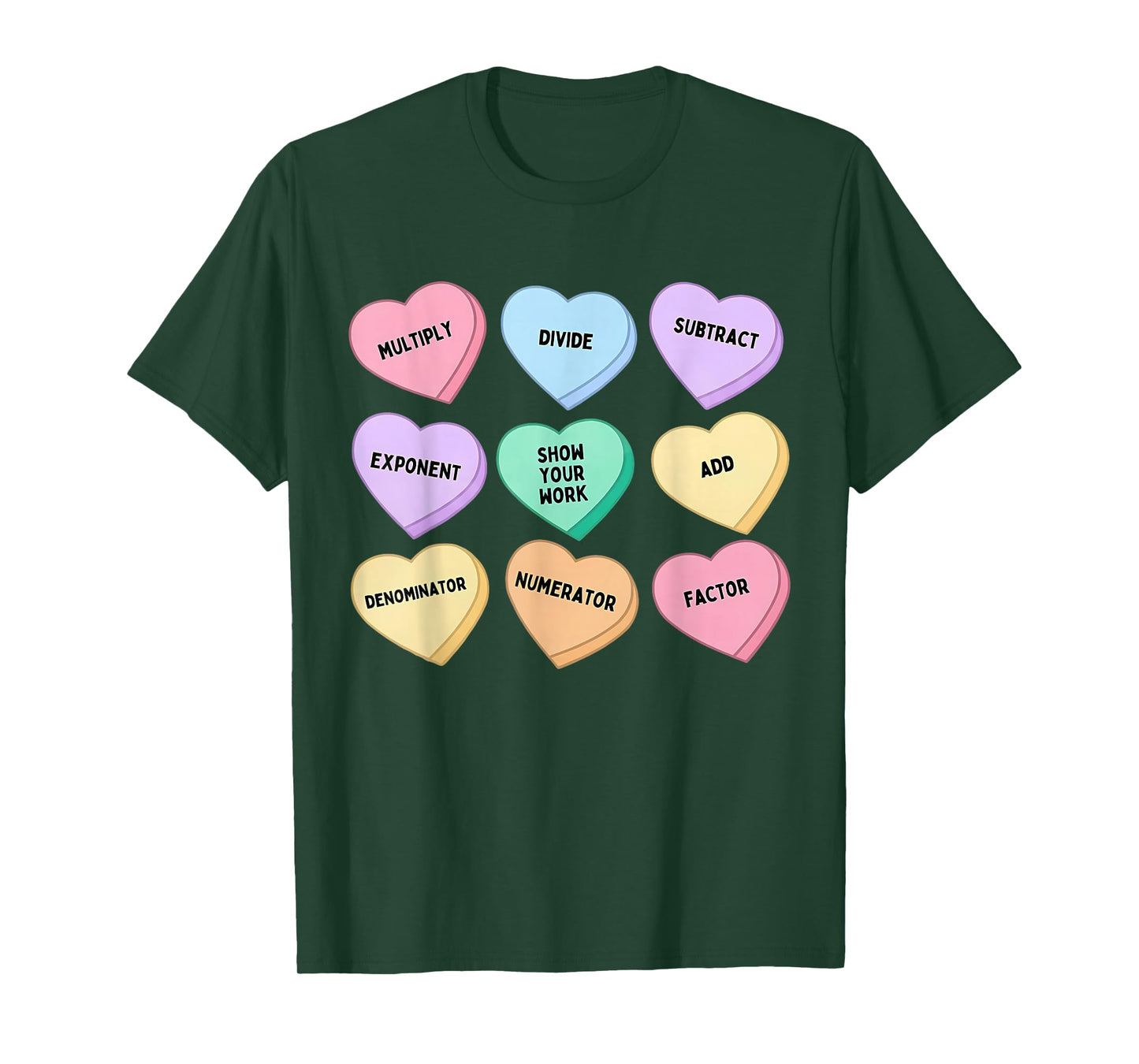Hearts Candy Math Teacher Valentine Day Algebra Geometry T-Shirt