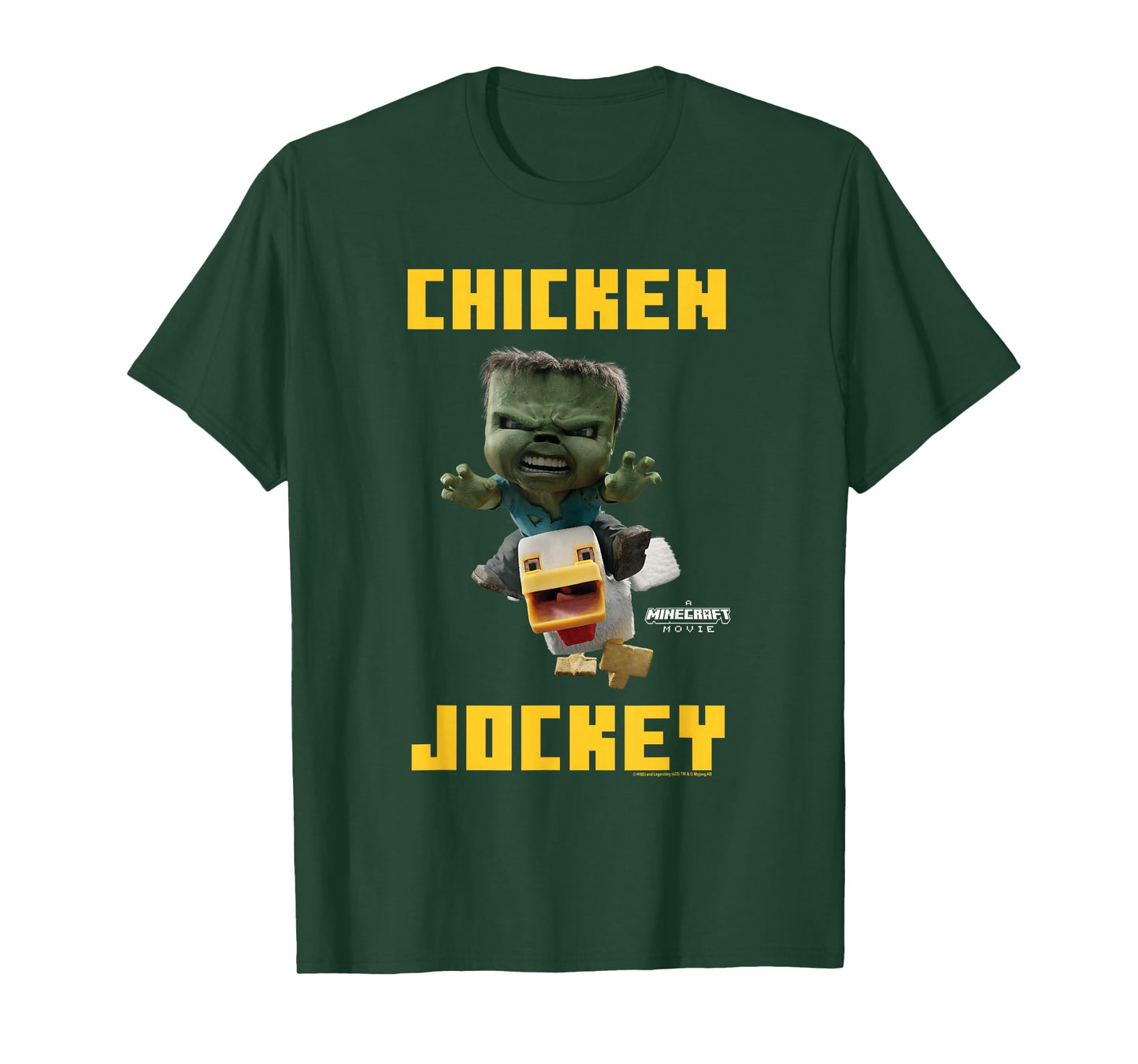 A Minecraft Movie Chicken Jockey Baby Zombie Logo T-Shirt