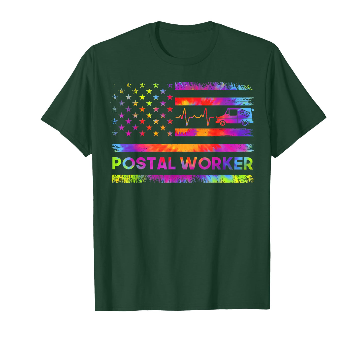Postal Worker Tie Dye Proud Mail Carrier Mail Lady Patriotic T-Shirt