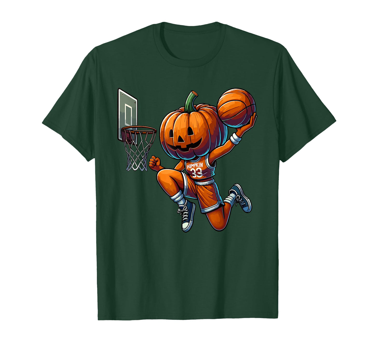 Pumpkin Playing Basketball Dunk Halloween Costume Sports T-Shirt