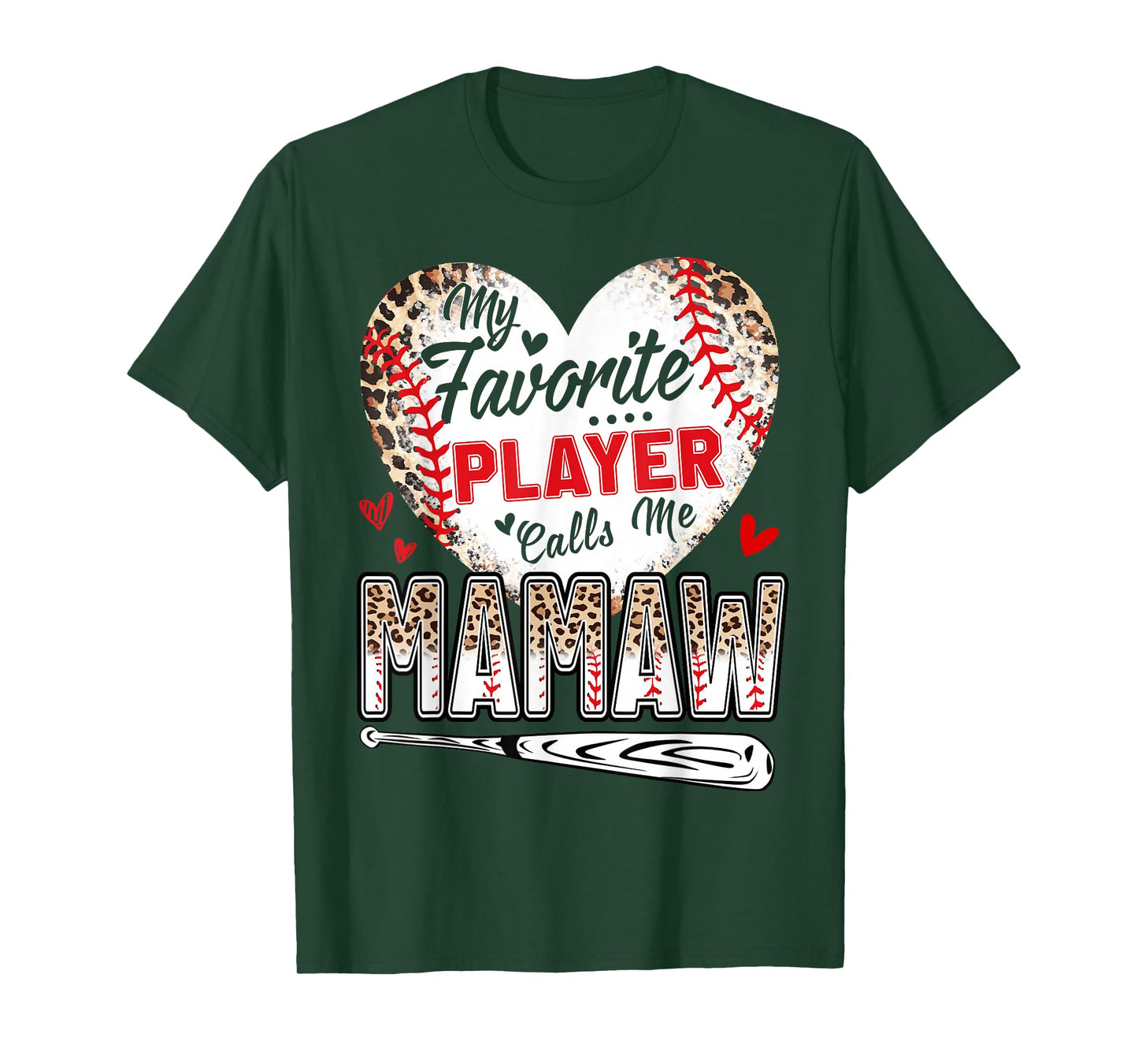 My Favorite Player Calls Me Mamaw Baseball Leopard T-Shirt