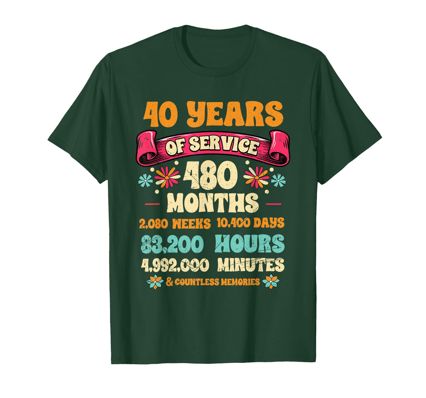 40 Years Of Service 40th Year Work Anniversary For Men Women T-Shirt