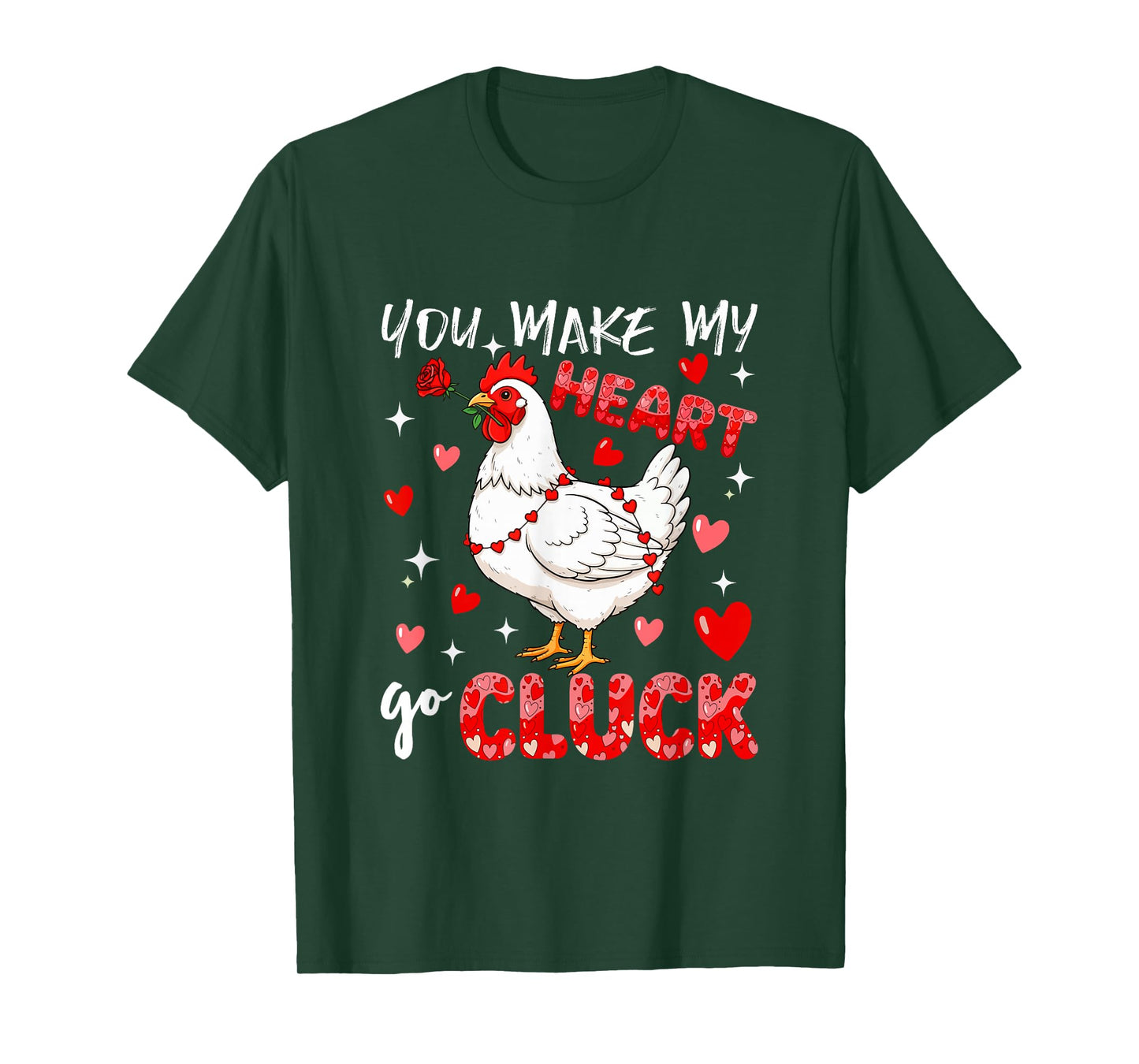 Make Heart Go Valentine's Day Cute Chicken Sound Floral Rose T-Shirt