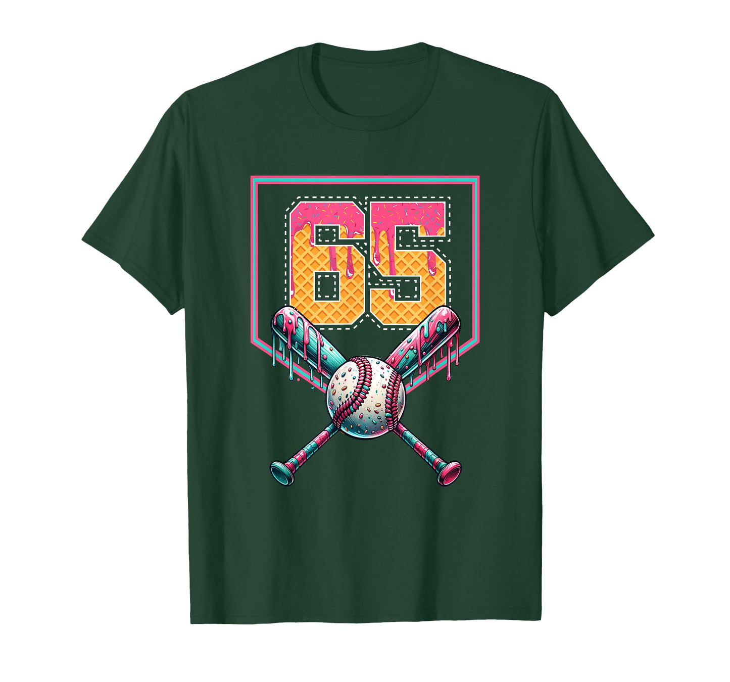 Baseball Drip Number 65 Player Or 65th Birthday T-Shirt