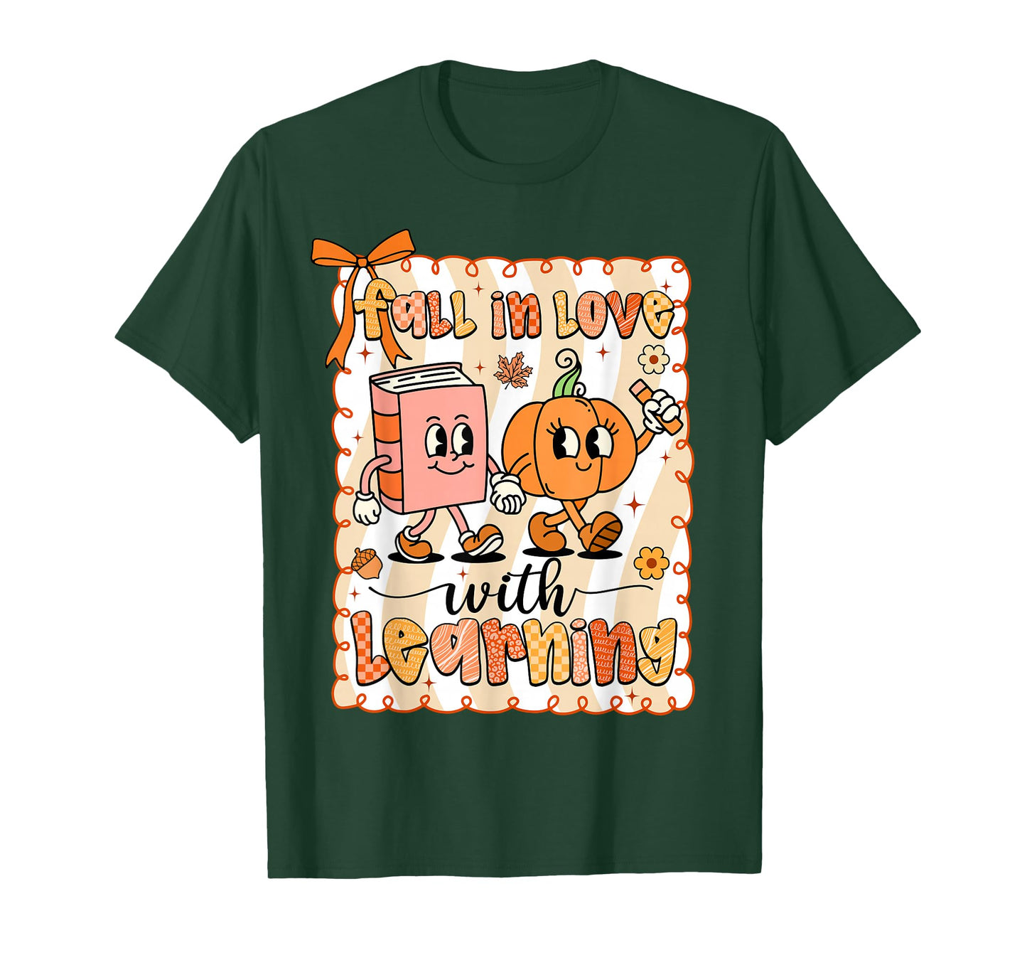 Pumpkin Teacher Preppy Fall In Love With Learning Autumn T-Shirt
