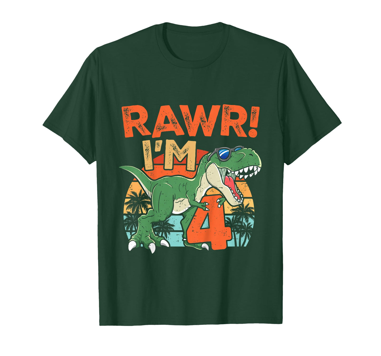Rawr I'm Four Rex 4th Birthday Fourth Dinosaur 4 Year Old T-Shirt