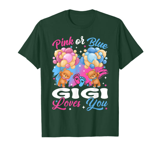 Bears Pink Or Blue Gigi Loves You Gender Reveal T-Shirt