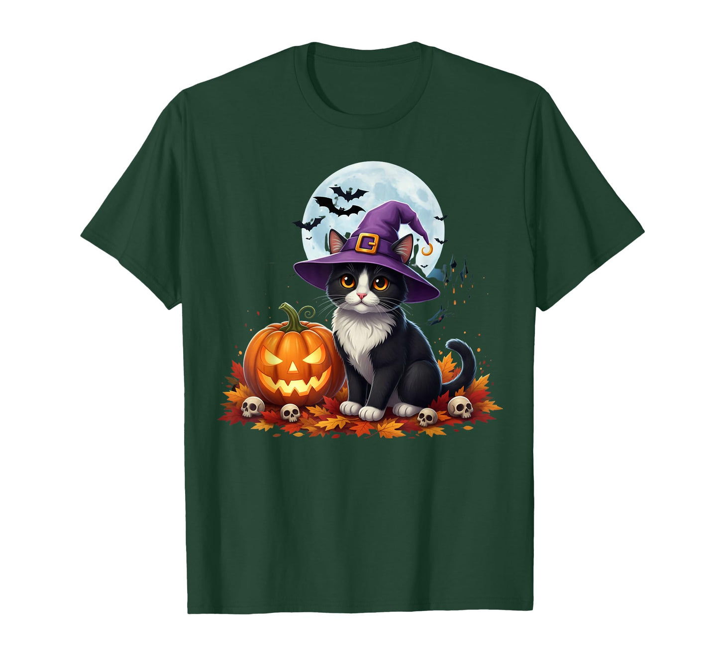 Retro Black Cat Pumpkin Halloween Autumn Season T-Shirt