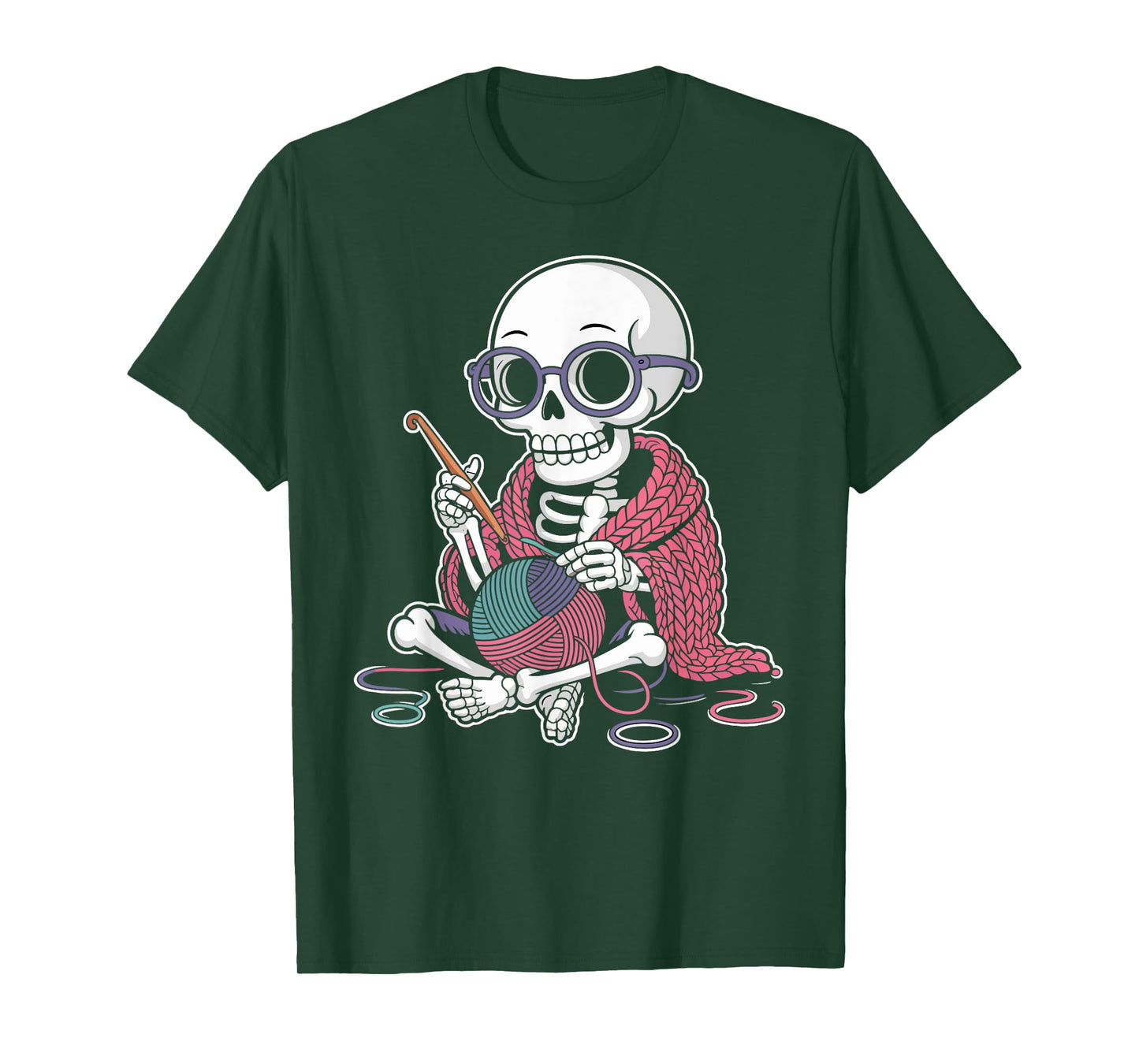Funny Skeleton Knitting Halloween Yarn Lovers T-Shirt