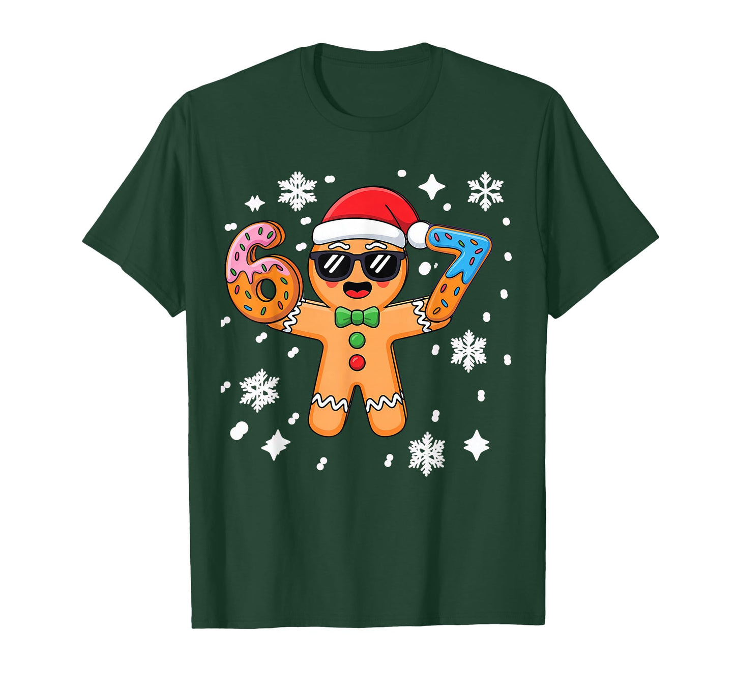 Gingerbread Six Seven 67 Ice Cream Drip Christmas Boys T-Shirt