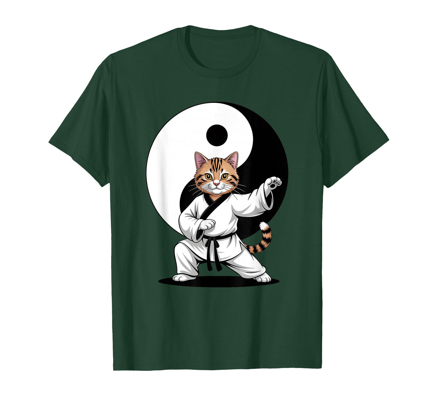 Tai Chi Master Tabby Cat Yin Yang T-Shirt
