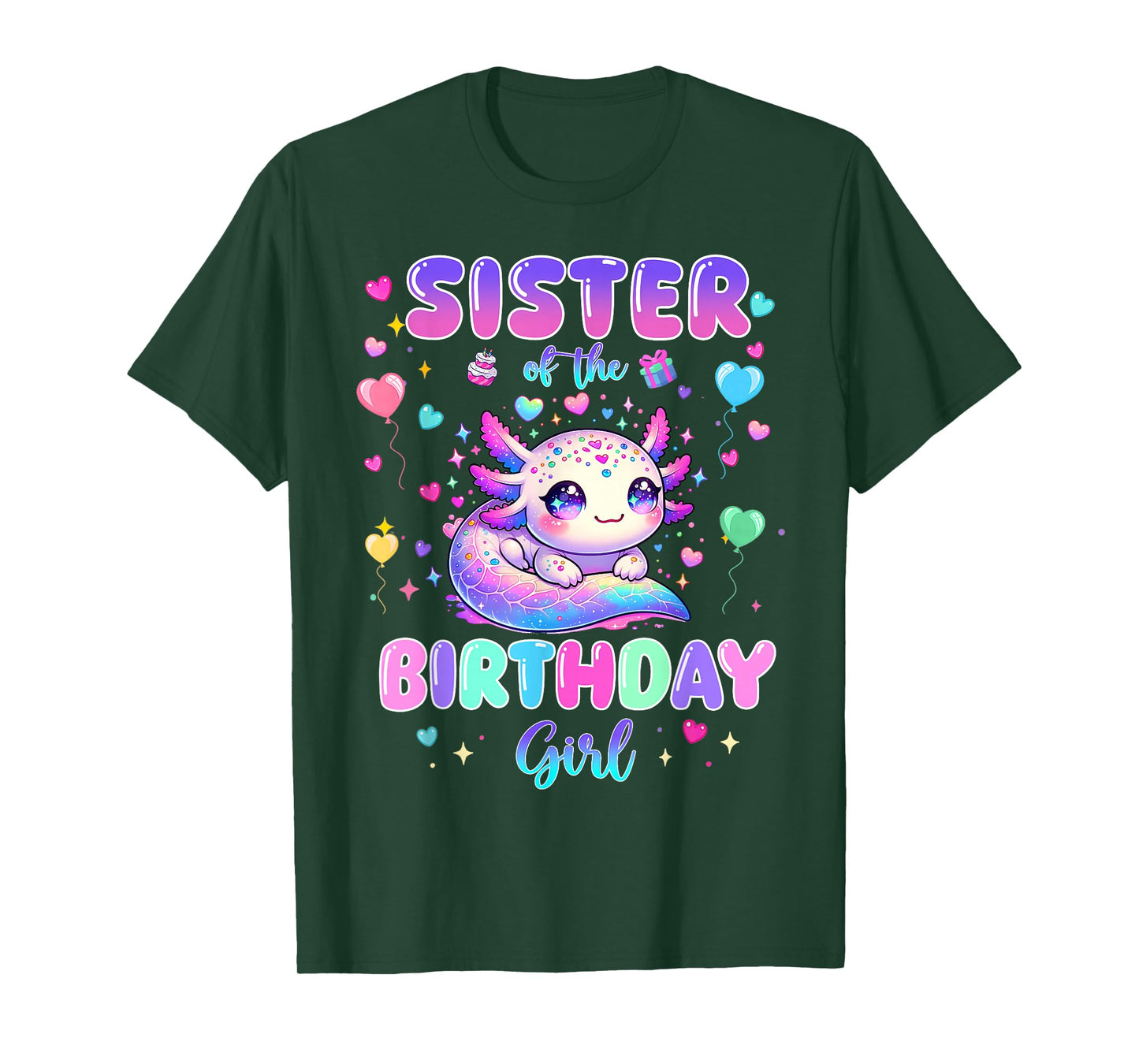 Sister of The Birthday Girl Axolotl Theme Family Matching T-Shirt