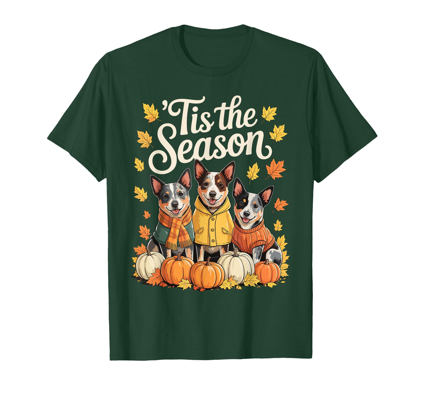 Tis The Season Blue Heeler Fall Autumn Pumpkin Dog T-Shirt