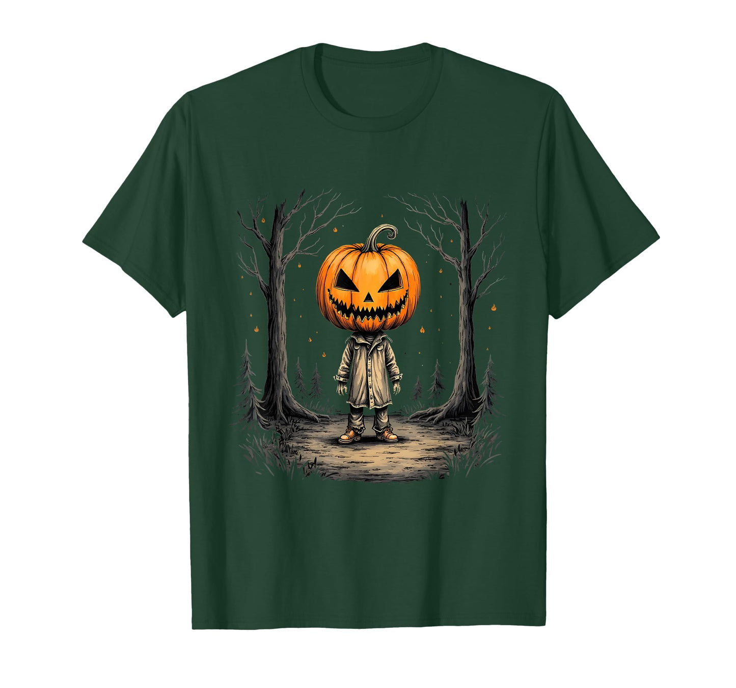 Creepy Pumpkin Head Forest Halloween Night Costume T-Shirt