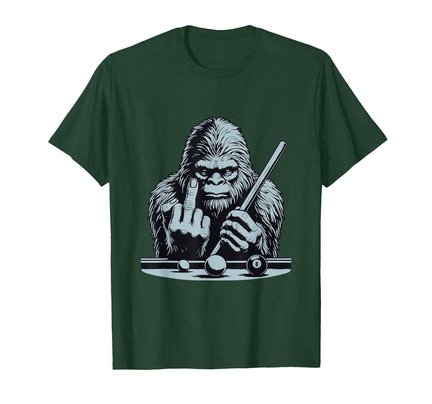 Funny Retro Bigfoot Sasquatch Billiards Bassquatch Pool T-Shirt