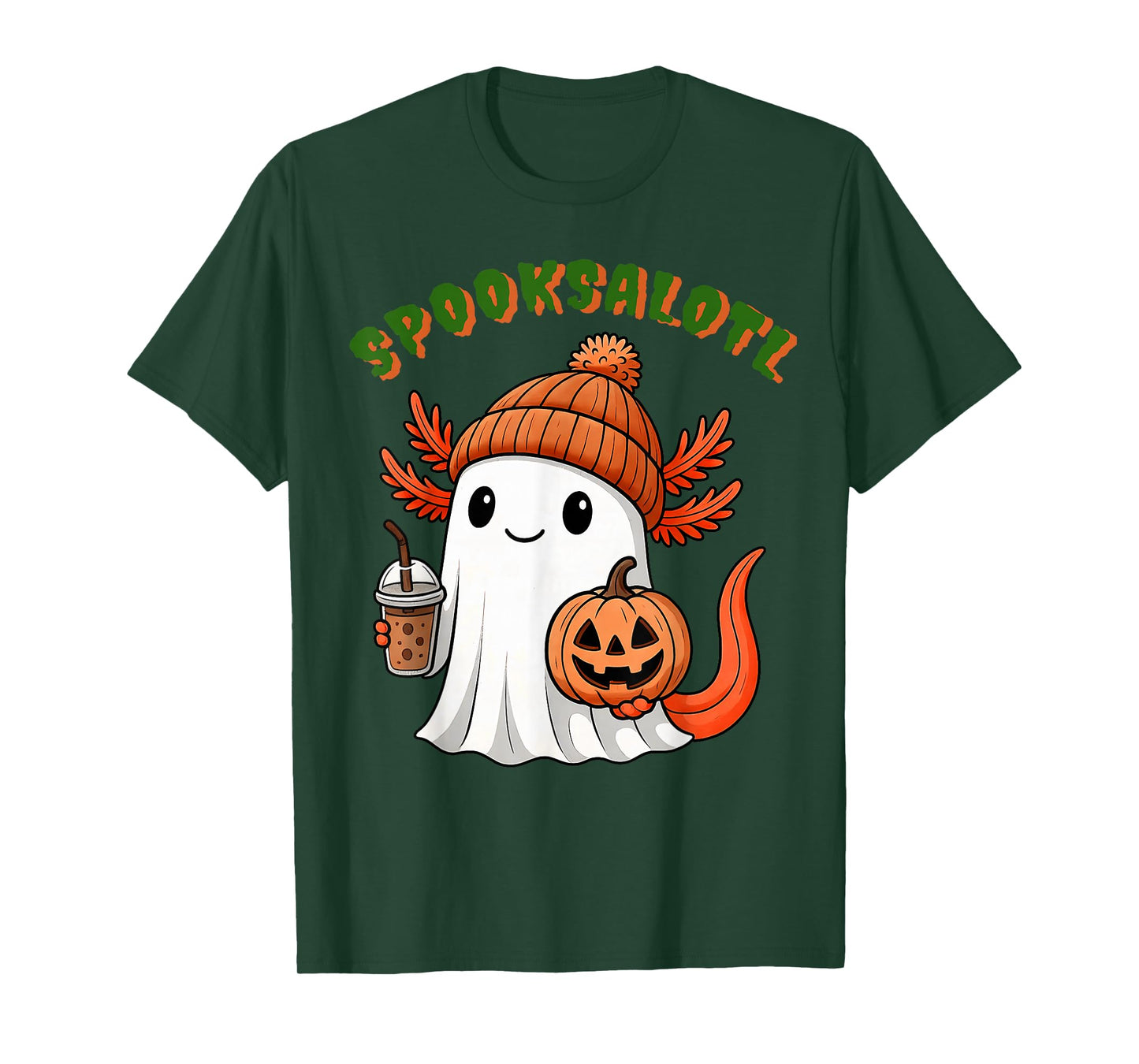 Spooksalotl Funny Spooky Axolotl Ghost Halloween Kids Youth T-Shirt
