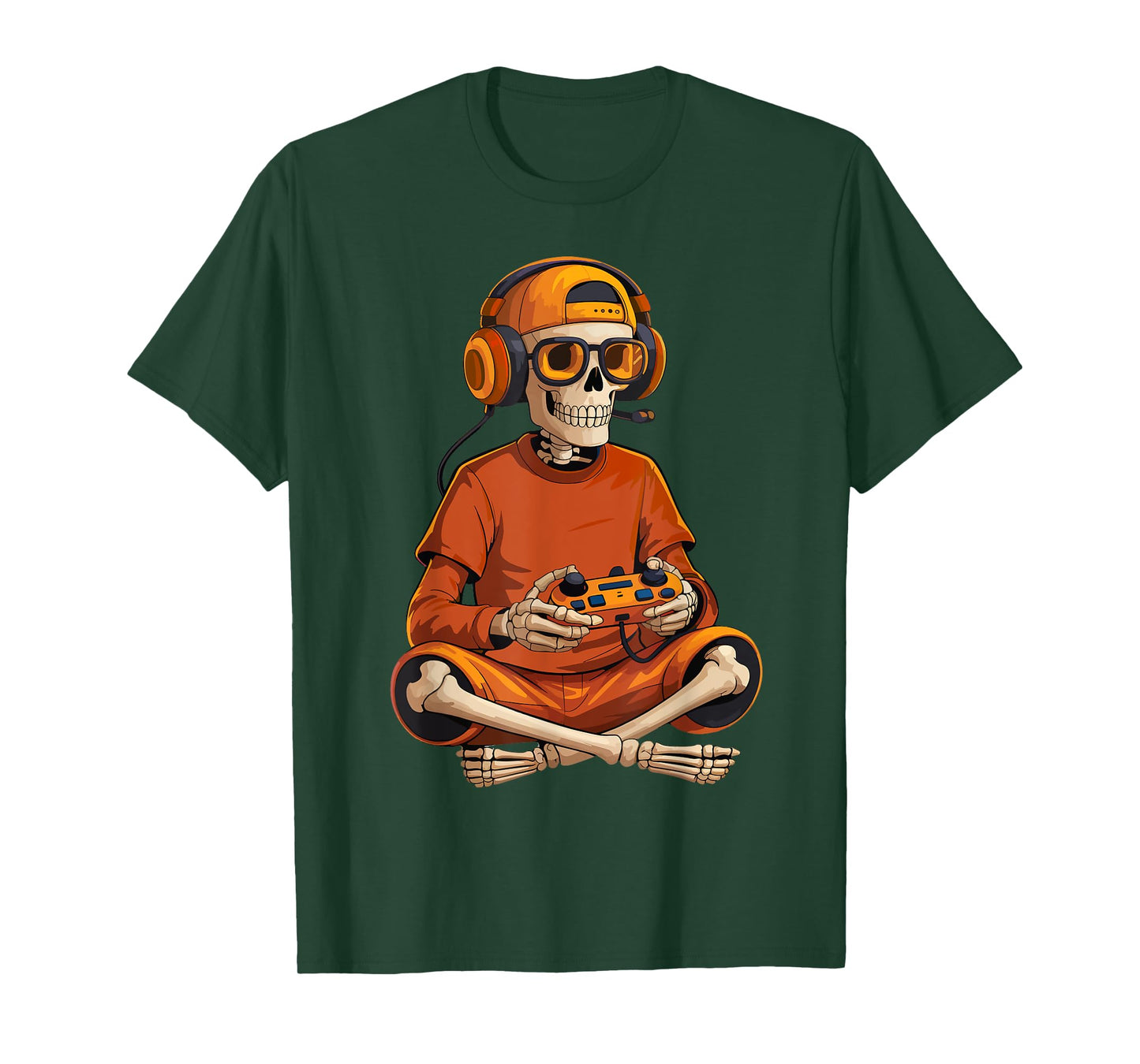 Funny Skeleton Video Game Gaming Gamer Halloween Boys Men T-Shirt